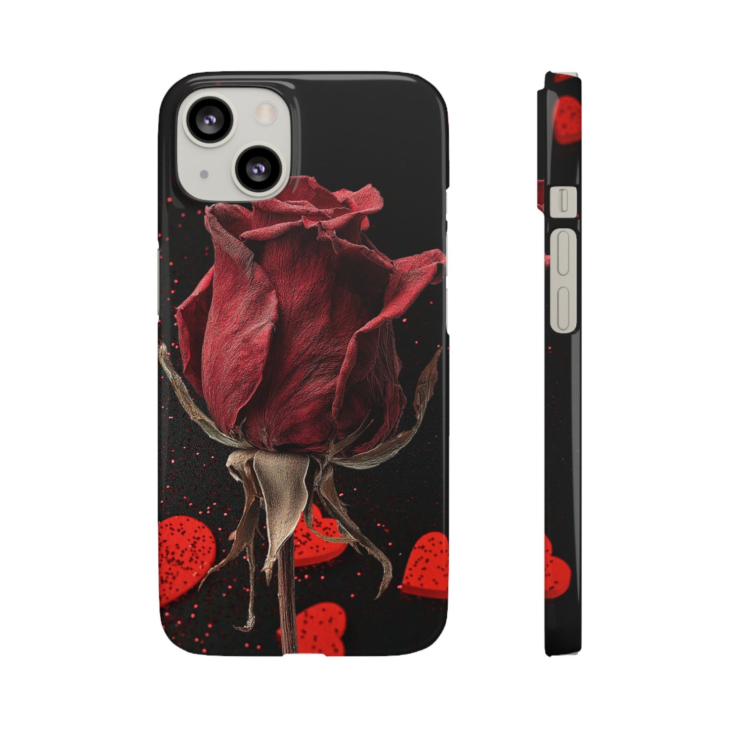 Romantic Rose Snap Case, Floral Phone Cover, Valentines Day Gift, Trendy Mobile Accessory, Heart Design Case, Elegant Phone Protector