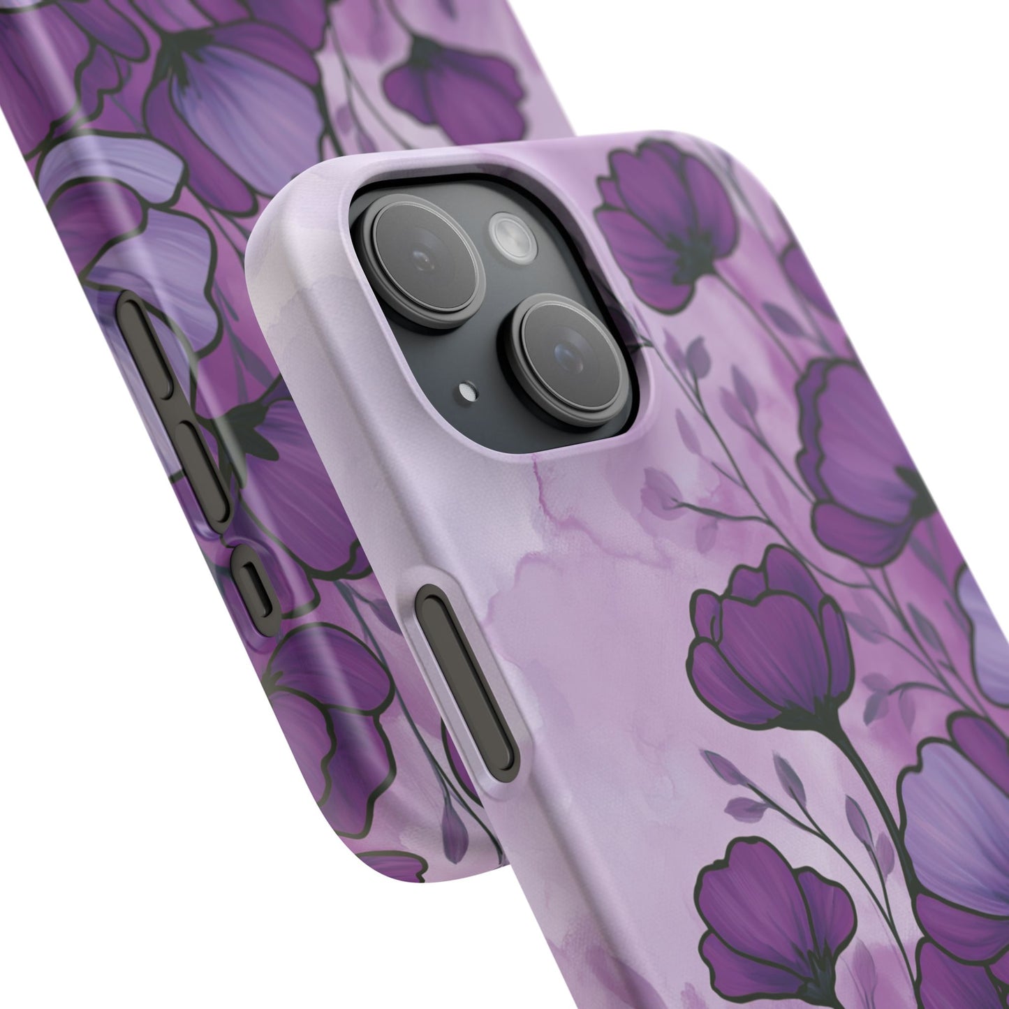 Purple Floral Phone Case – Violet Watercolor Poppy Snap Case