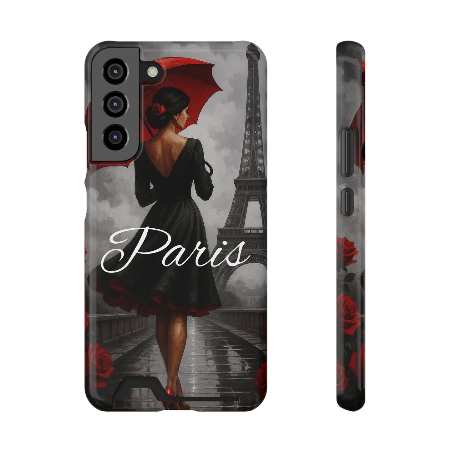 Elegant Parisian Phone Case with Card Holder, Stylish Gift for Travelers, Chic Accessory, Paris-themed, Practical Tech Holder