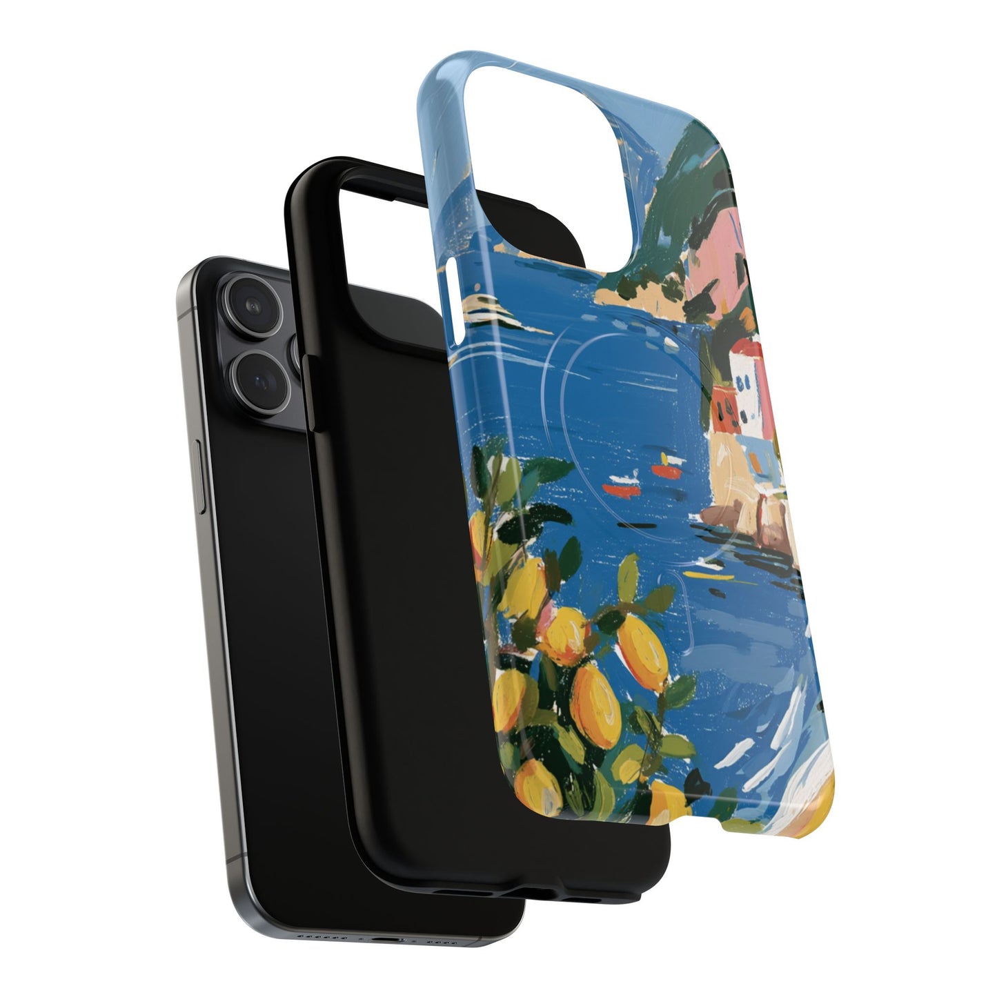 Mediterranean Seaside Phone Case — Painterly Lemon Coast Tough Magnetic Case