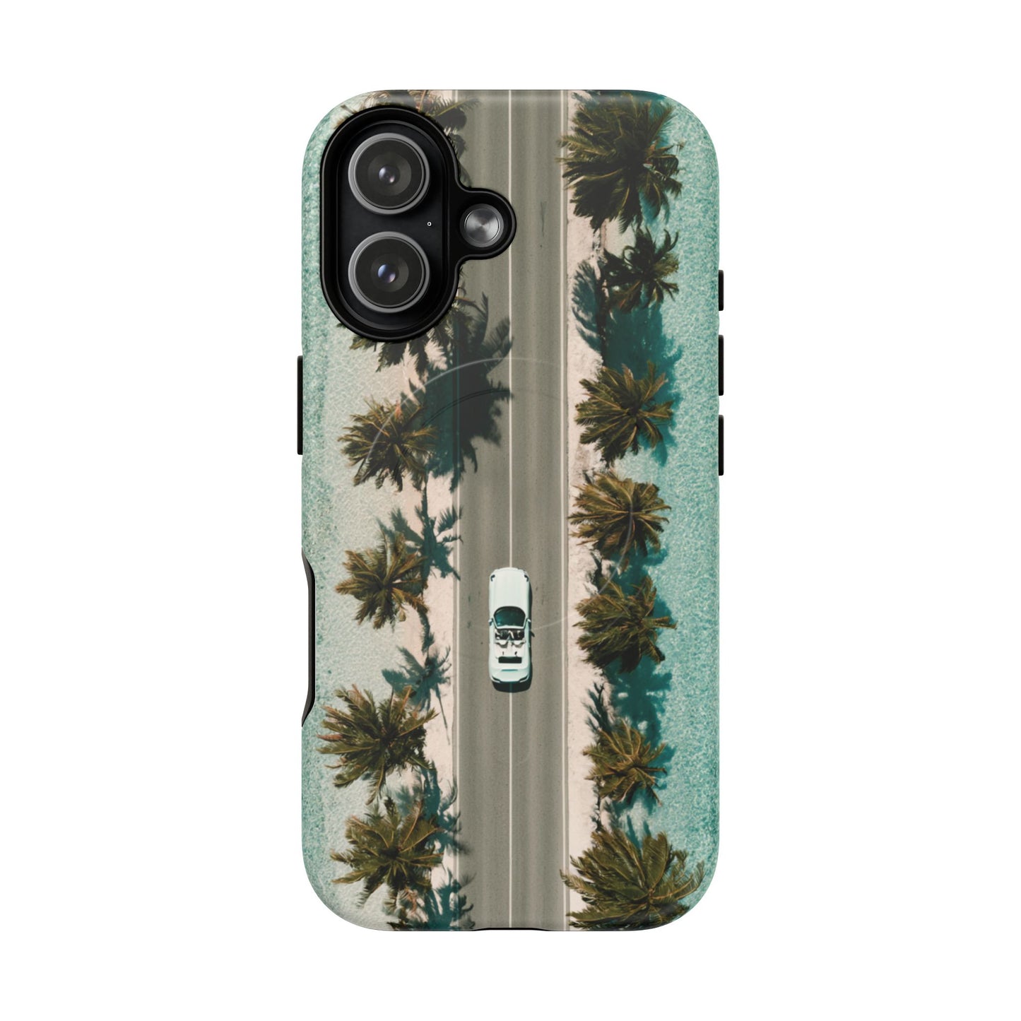 Palm Road Tough Magnetic Phone Case — Coastal Aerial Car Design