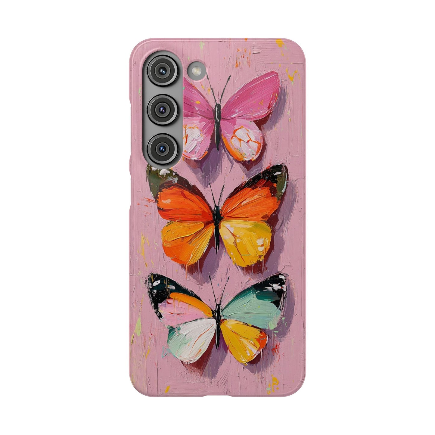 Pink Butterfly Snap Case Cover For iPhone and Samsung