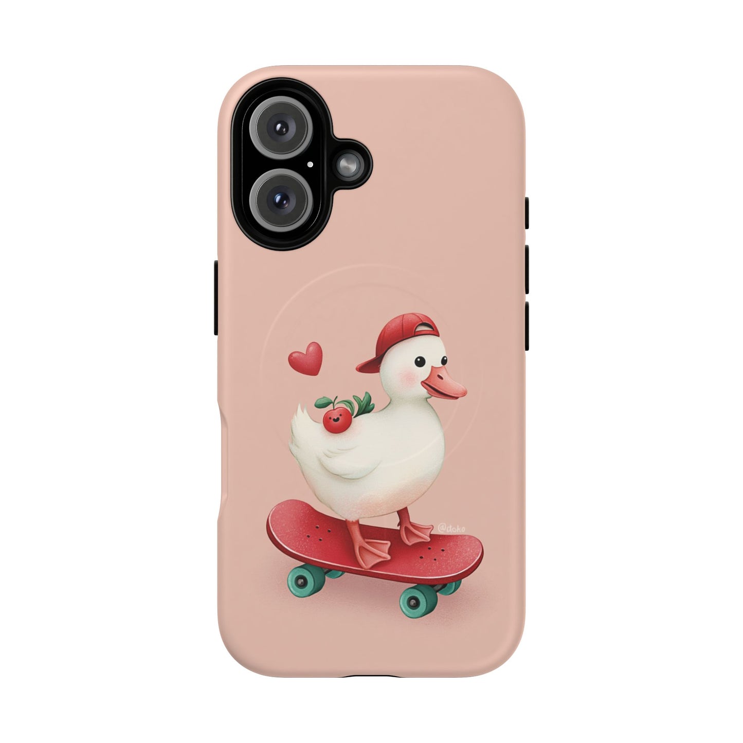 Duck Skateboard Magnetic Phone Case — Cute Pink Protective iPhone Cover