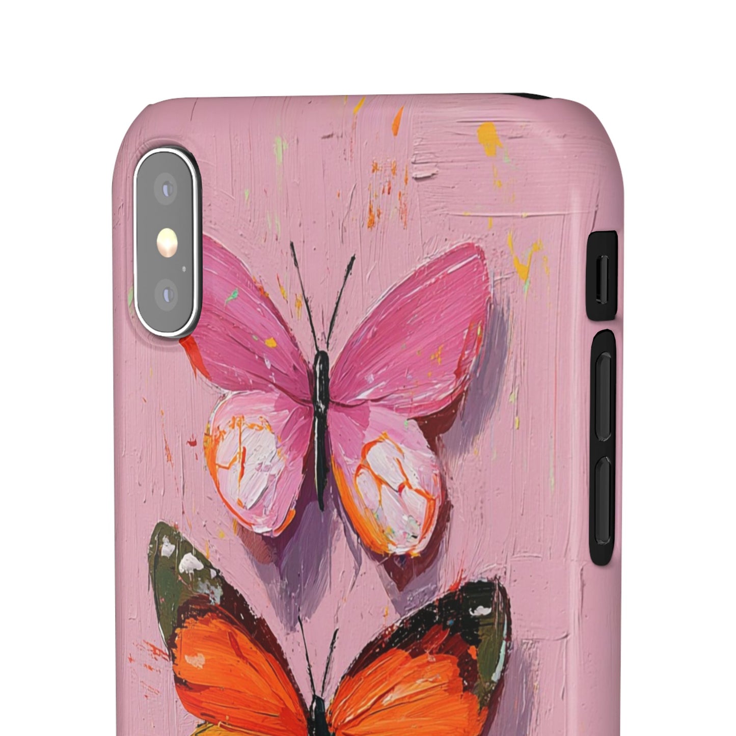 Pink Butterfly Snap Case Cover For iPhone and Samsung