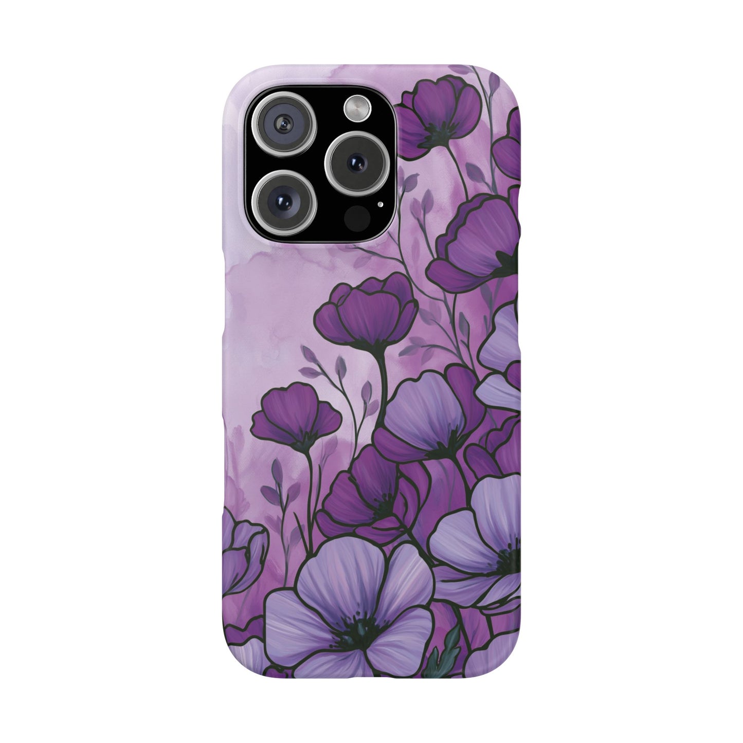Purple Floral Phone Case – Violet Watercolor Poppy Snap Case