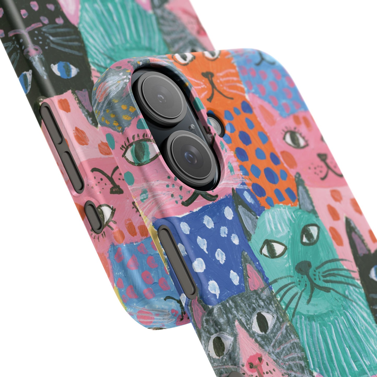 Colorful Cat Pattern Phone Case – Cute Multicolor Kitty Snap Case