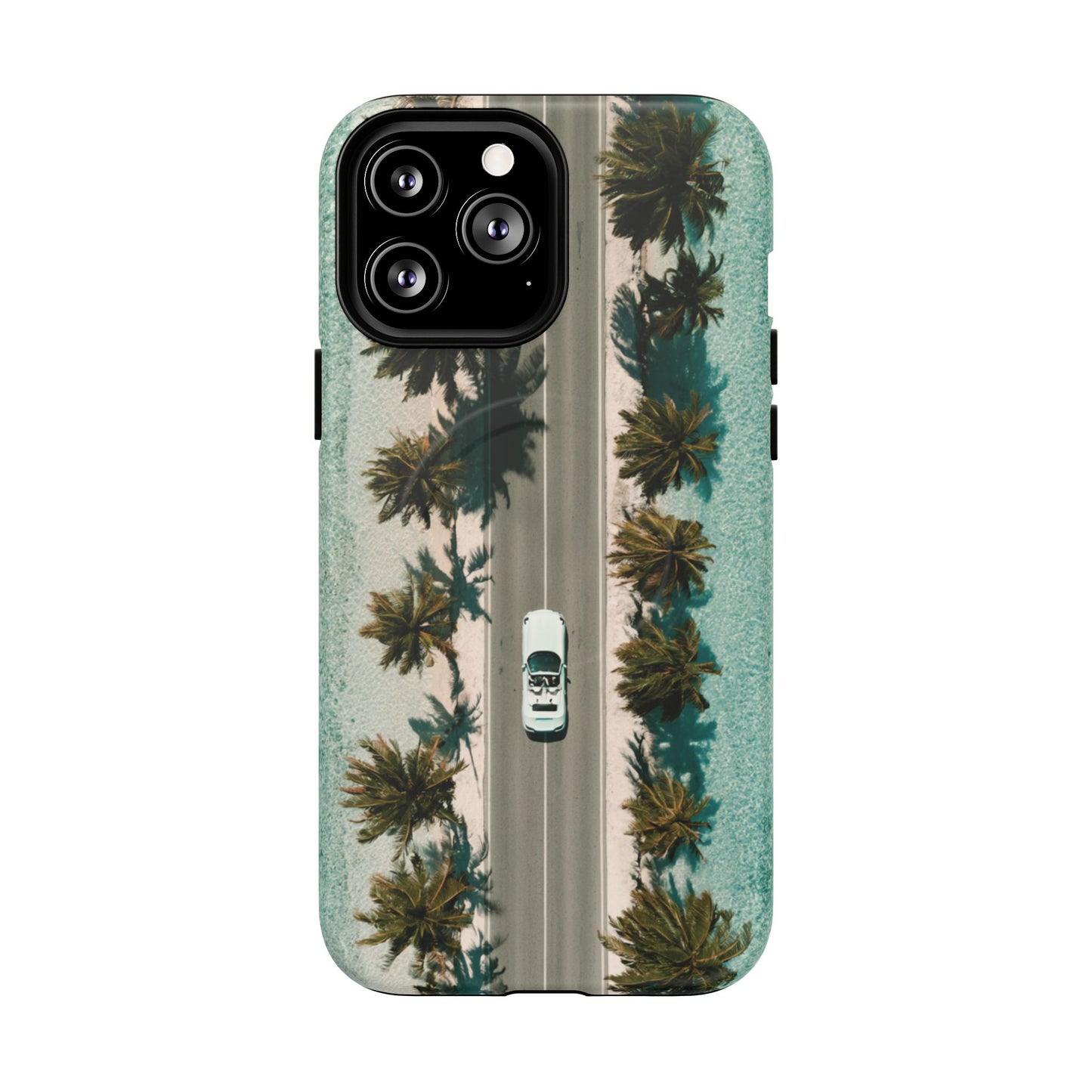 Palm Road Tough Magnetic Phone Case — Coastal Aerial Car Design