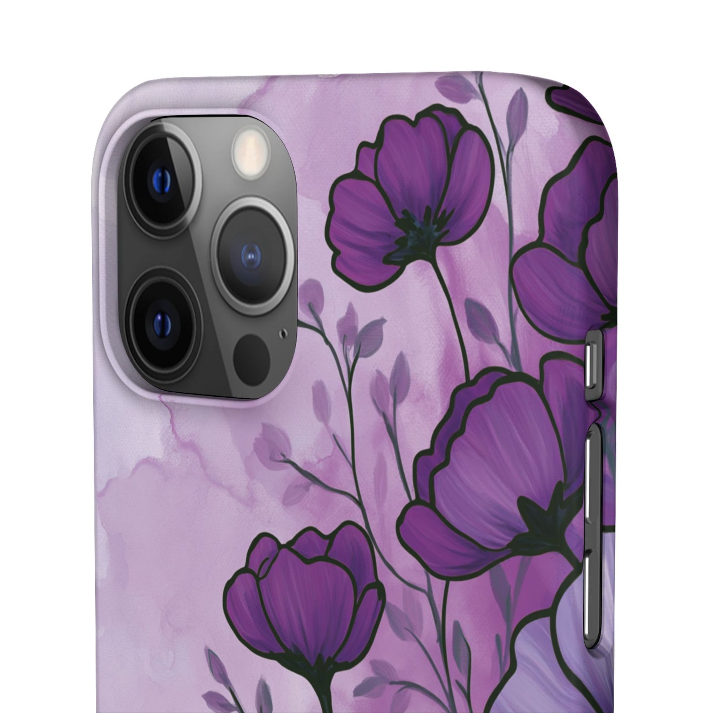 Purple Floral Phone Case – Violet Watercolor Poppy Snap Case