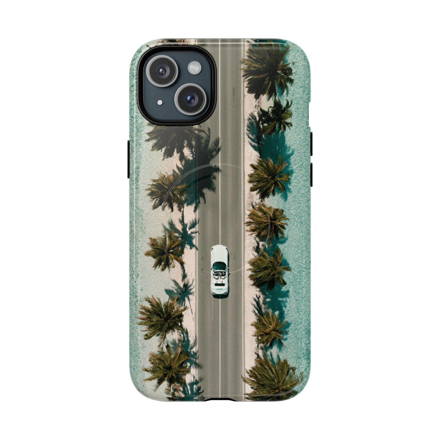 Palm Road Tough Magnetic Phone Case — Coastal Aerial Car Design