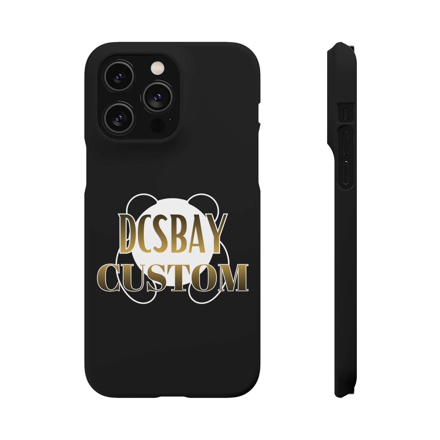 Phone Case — Glossy Black Custom "DCSBAY CUSTOM" Logo Snap Case