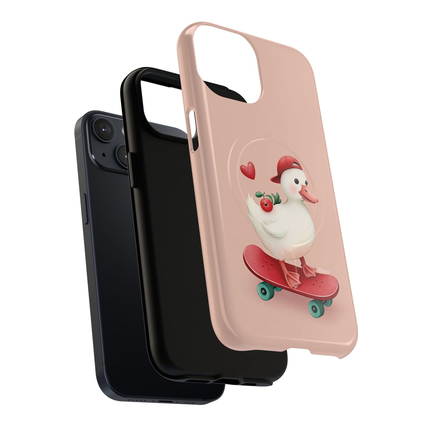 Duck Skateboard Magnetic Phone Case — Cute Pink Protective iPhone Cover
