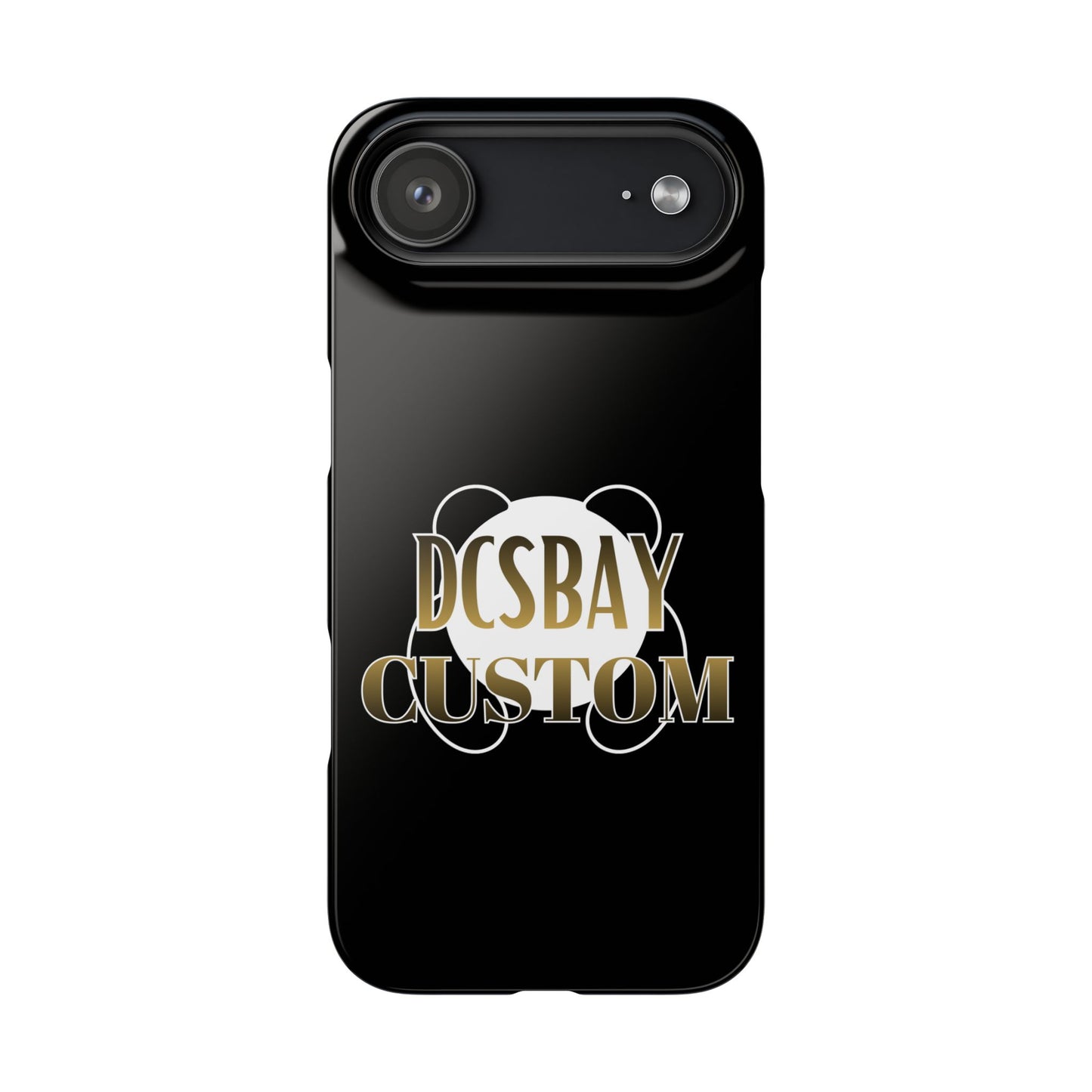 Phone Case — Glossy Black Custom "DCSBAY CUSTOM" Logo Snap Case
