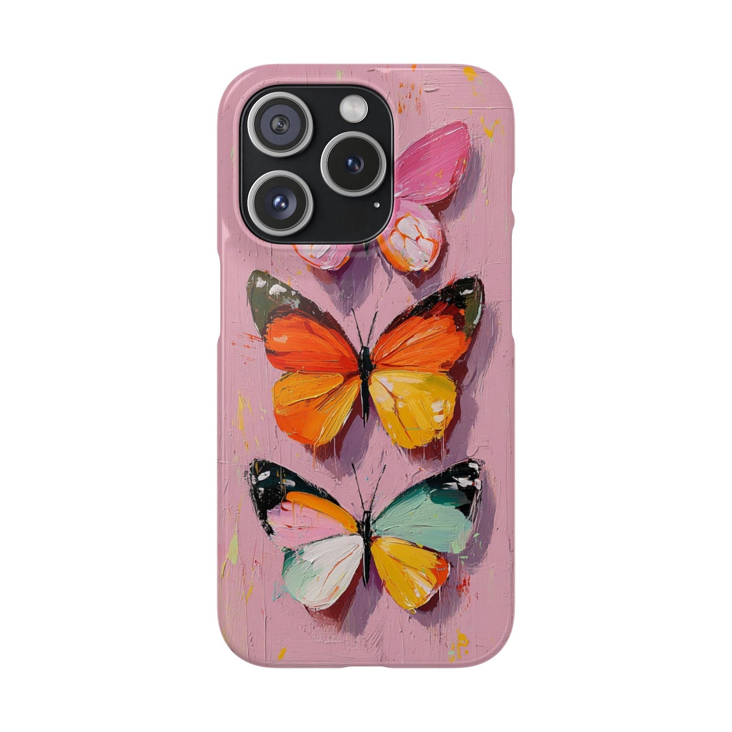 Pink Butterfly Snap Case Cover For iPhone and Samsung
