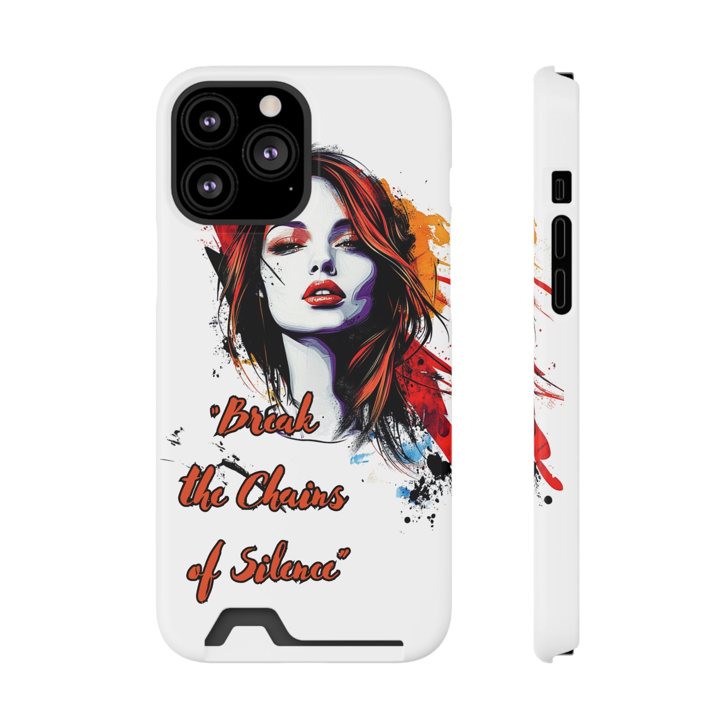 Artistic Phone Case With Card Holder for Empowerment | Break the Chains of Silence, Trendy Gift for Friends, Unique Phone Accessories, [...]