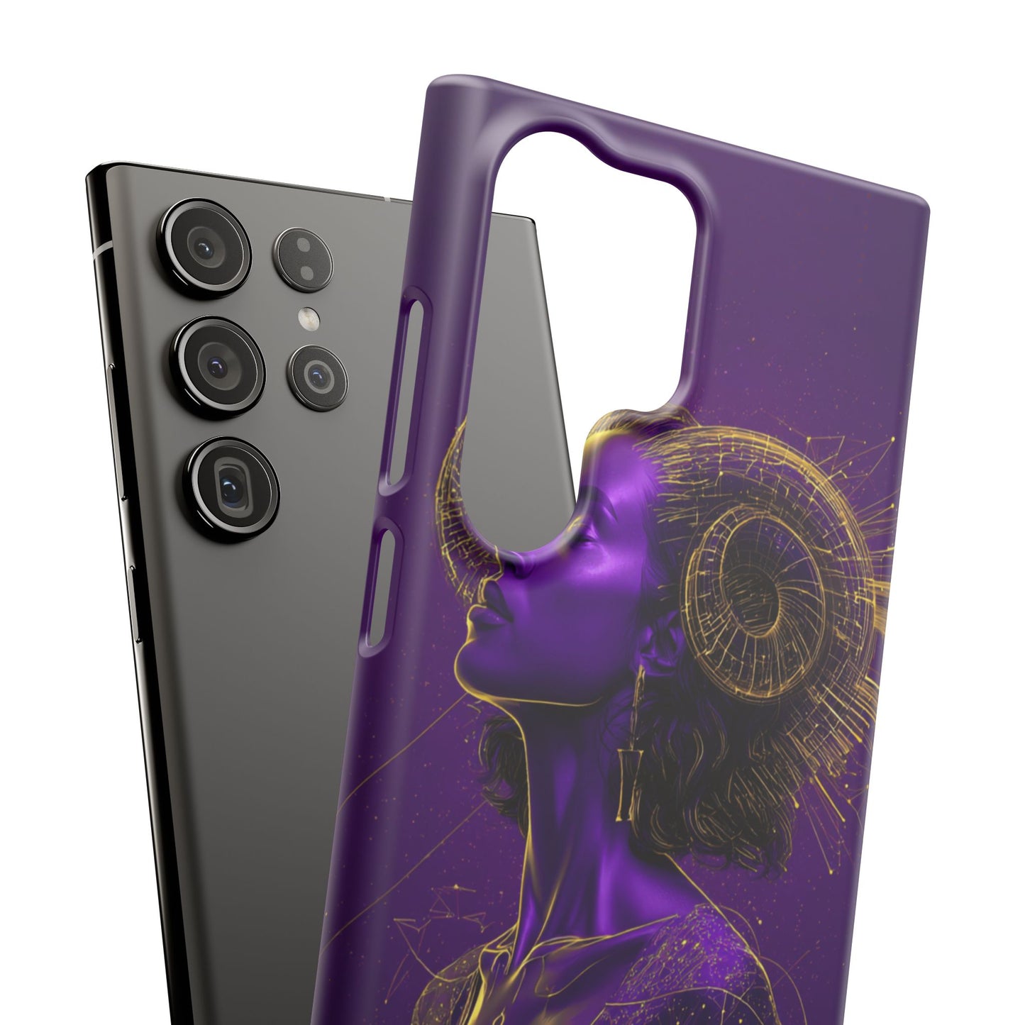 Purple & Gold Celestial Virgo Phone Case – Snap Cover for Samsung & iPhone