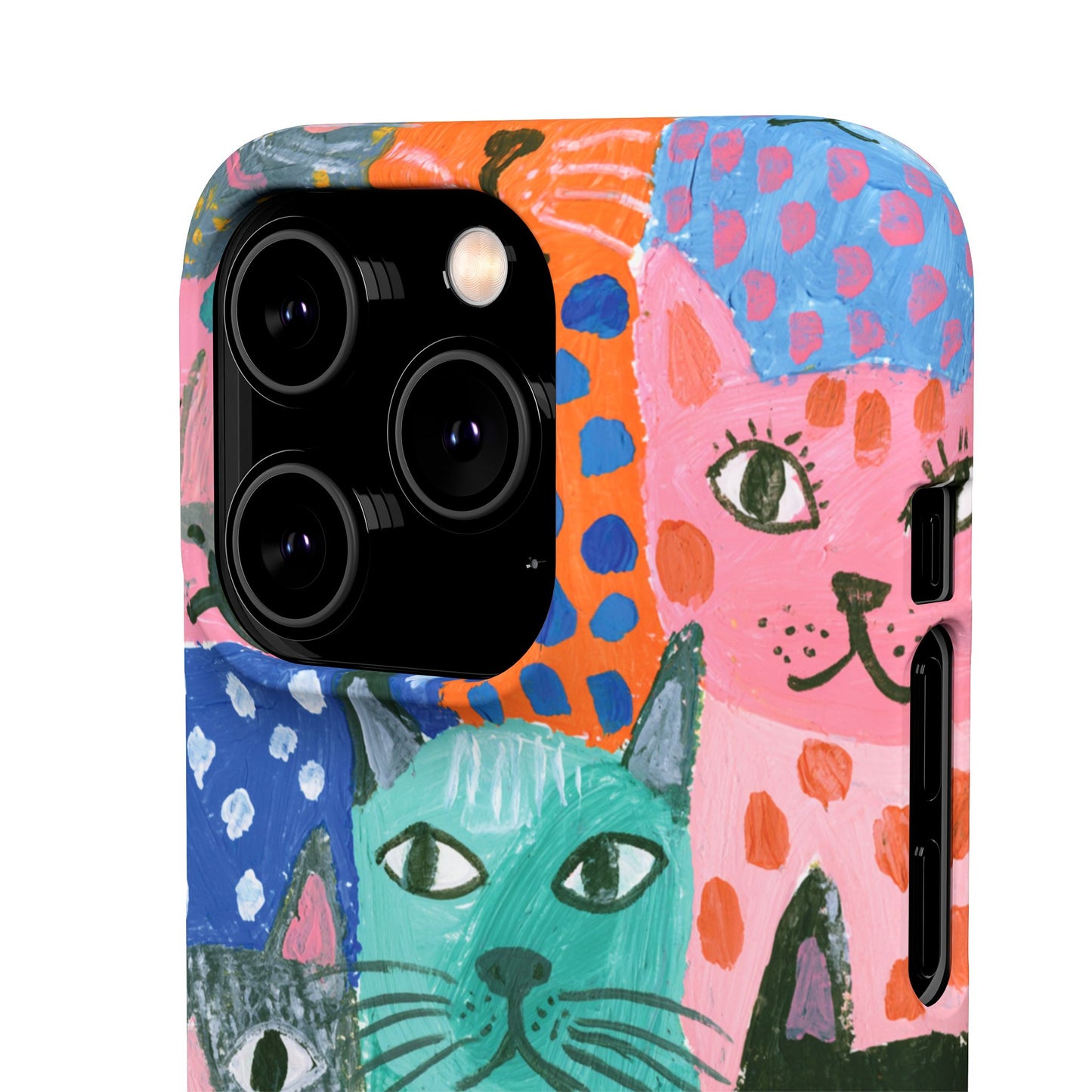 Colorful Cat Pattern Phone Case – Cute Multicolor Kitty Snap Case