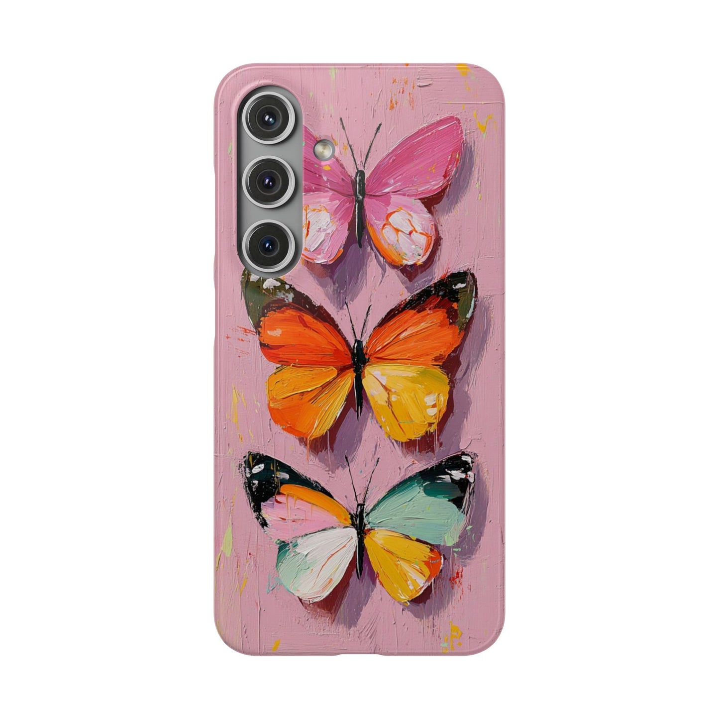 Pink Butterfly Snap Case Cover For iPhone and Samsung