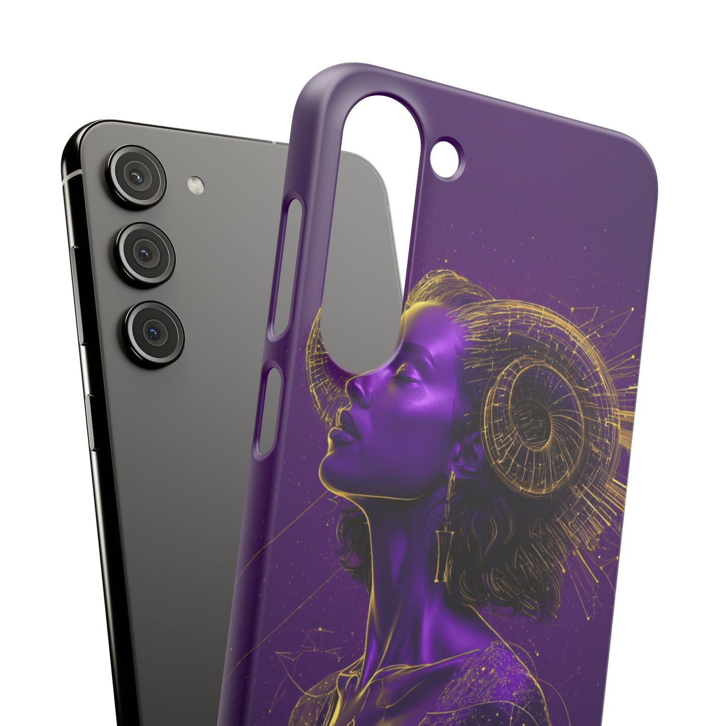 Purple & Gold Celestial Virgo Phone Case – Snap Cover for Samsung & iPhone