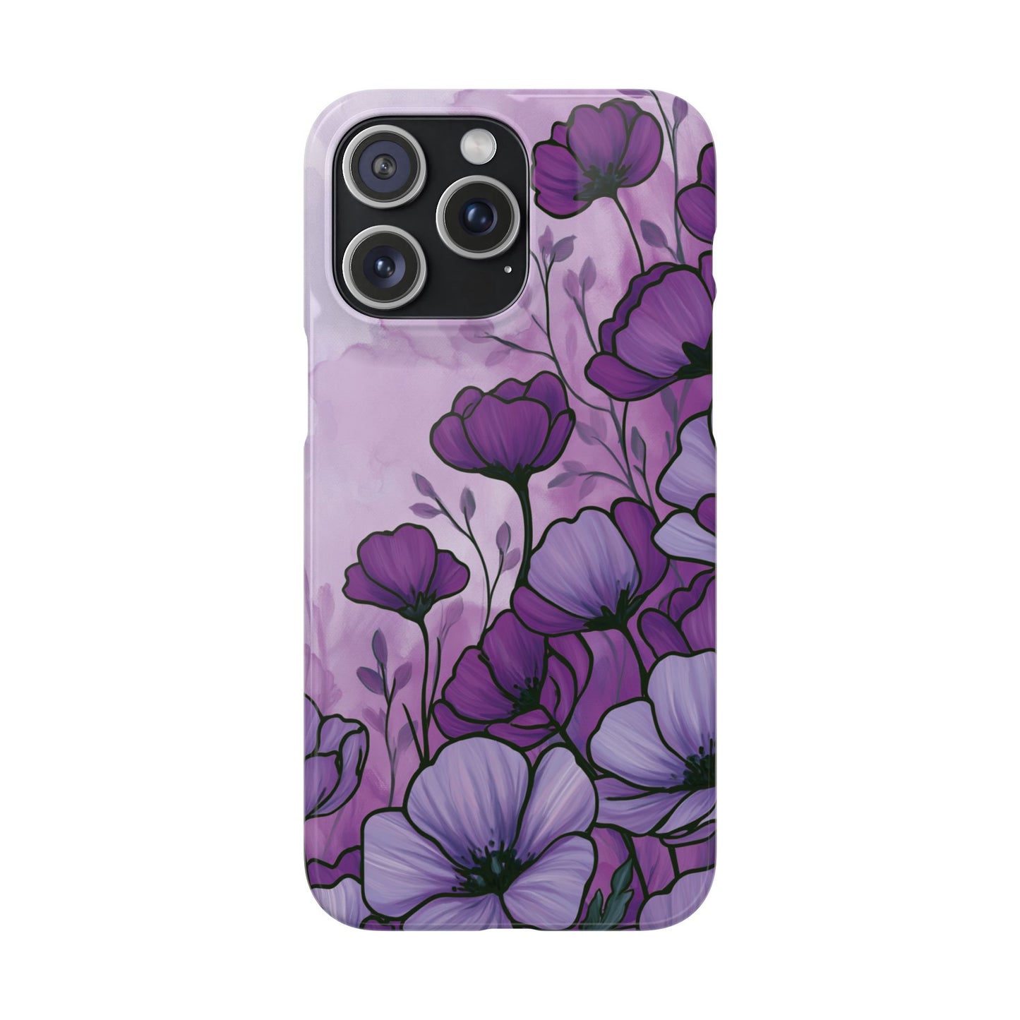Purple Floral Phone Case – Violet Watercolor Poppy Snap Case