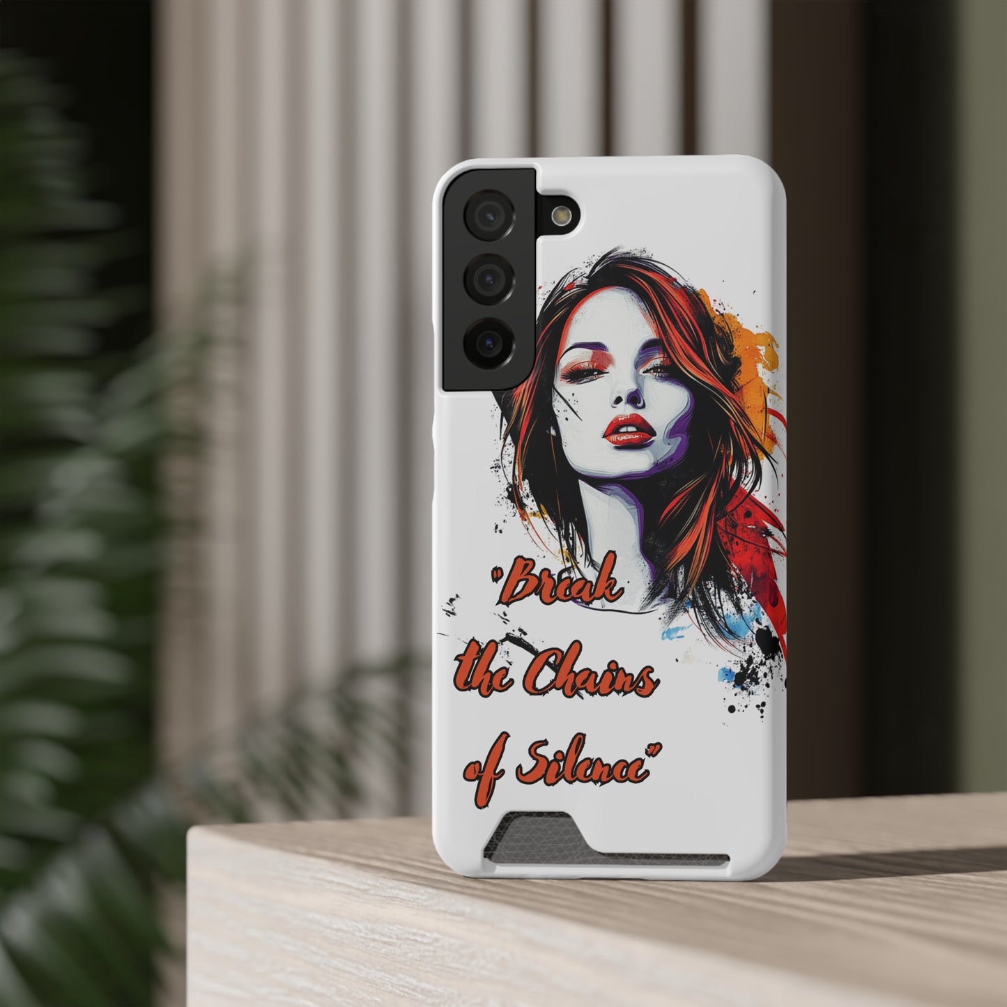 Artistic Phone Case With Card Holder for Empowerment | Break the Chains of Silence, Trendy Gift for Friends, Unique Phone Accessories, [...]