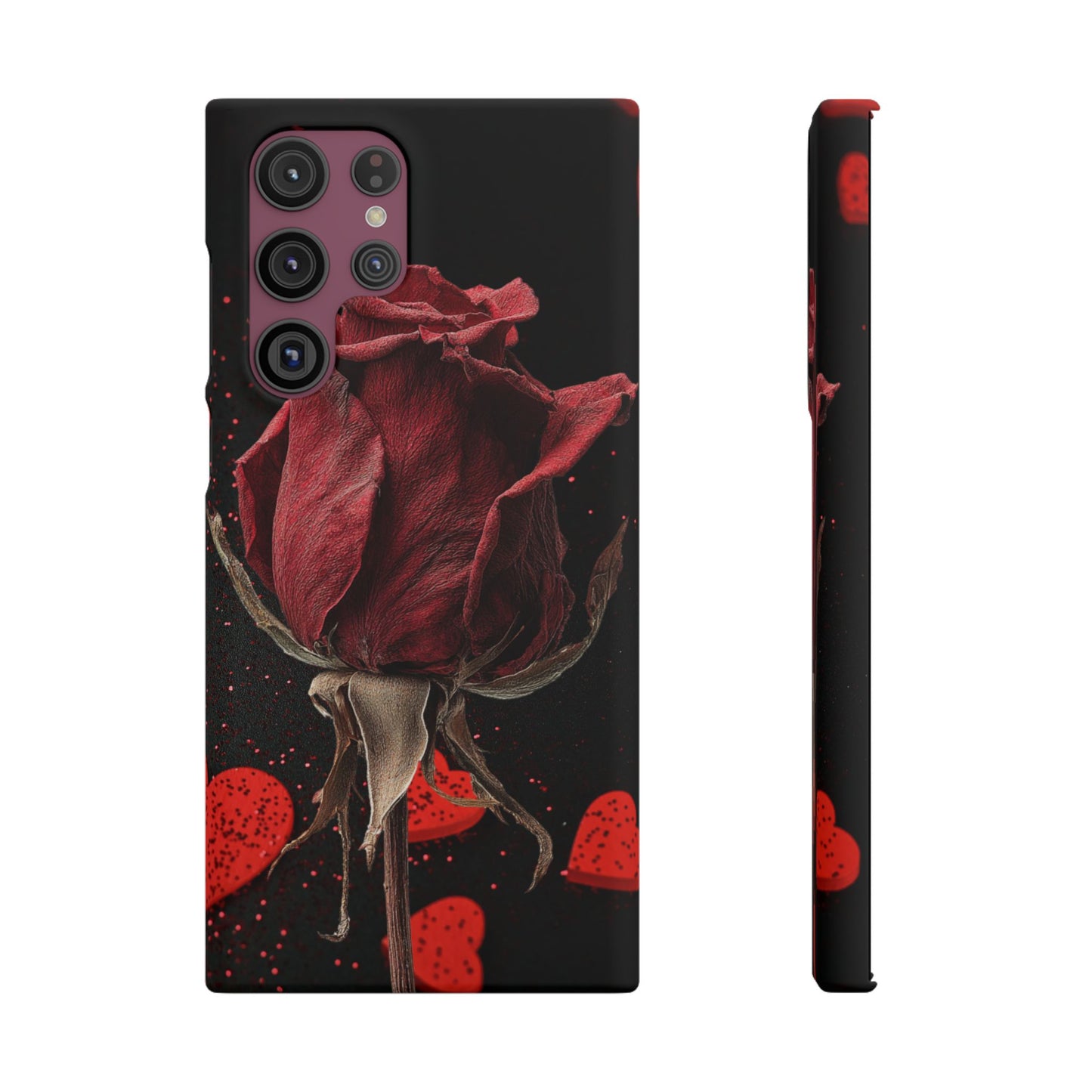 Romantic Rose Snap Case, Floral Phone Cover, Valentines Day Gift, Trendy Mobile Accessory, Heart Design Case, Elegant Phone Protector