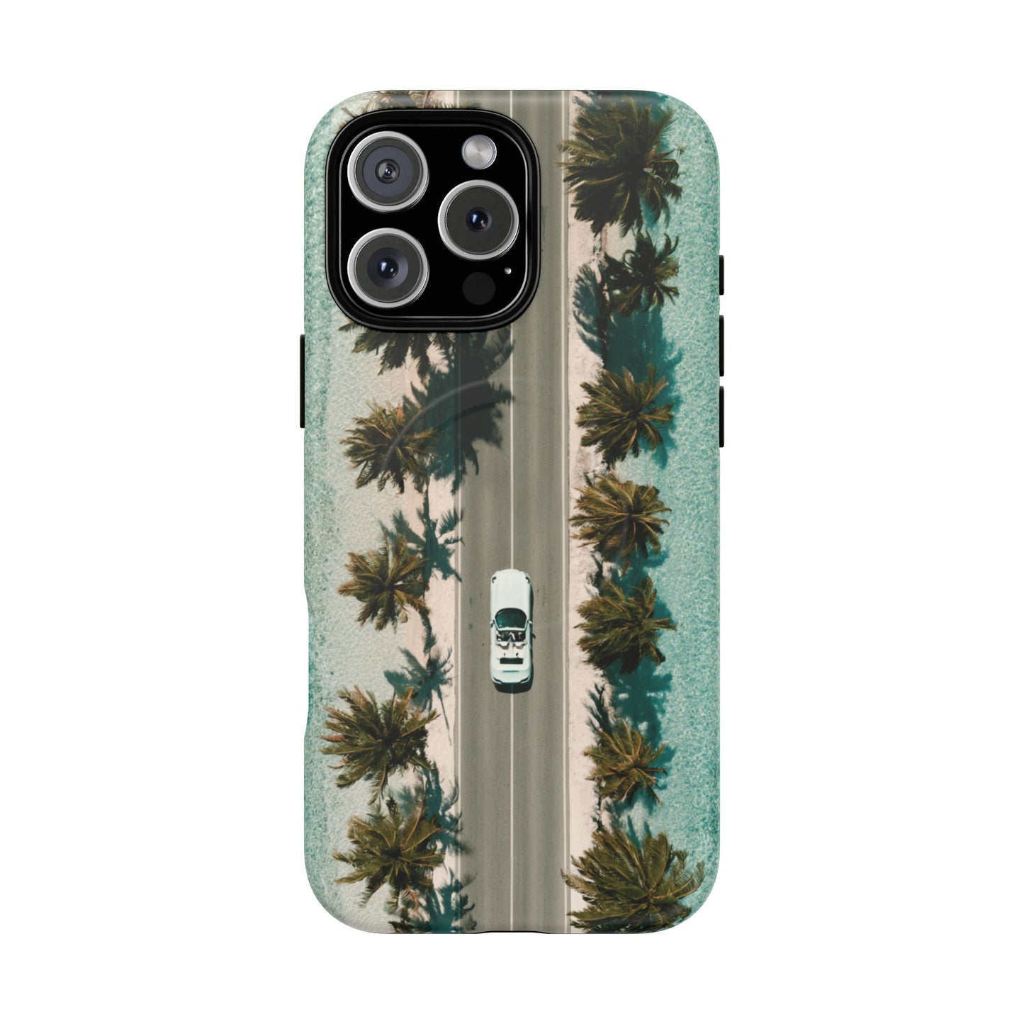 Palm Road Tough Magnetic Phone Case — Coastal Aerial Car Design