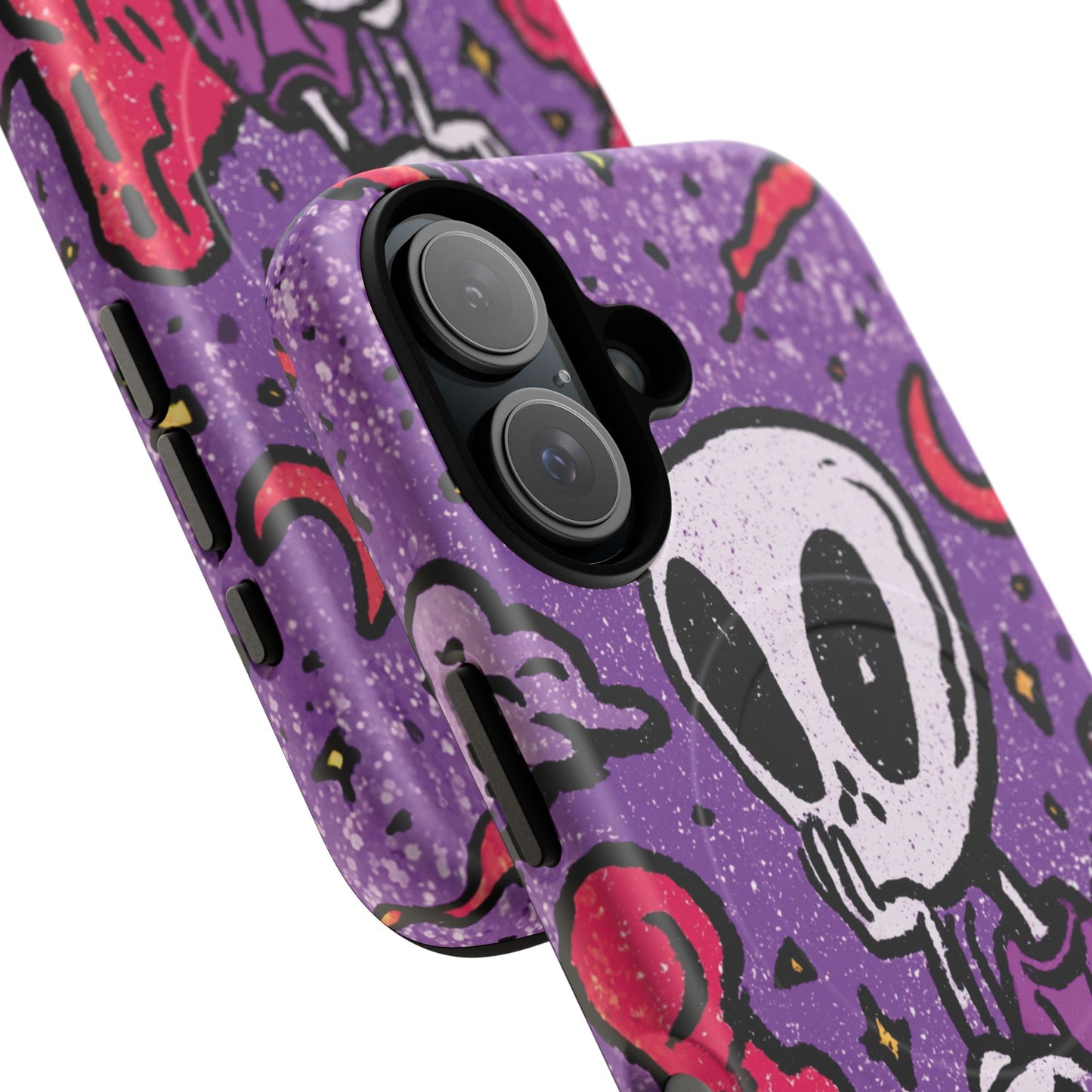 Alien Mushroom Phone Case — Cute Skeletal Space Illustration Tough Magnetic Case