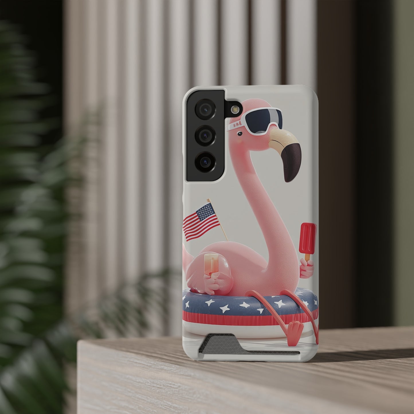 Summer Vibes Phone Case with Card Holder, Cute Flamingo Design, Tropical Cell Phone Accessory, Beach Lover Gift, Fun Summer Accessory, [...]