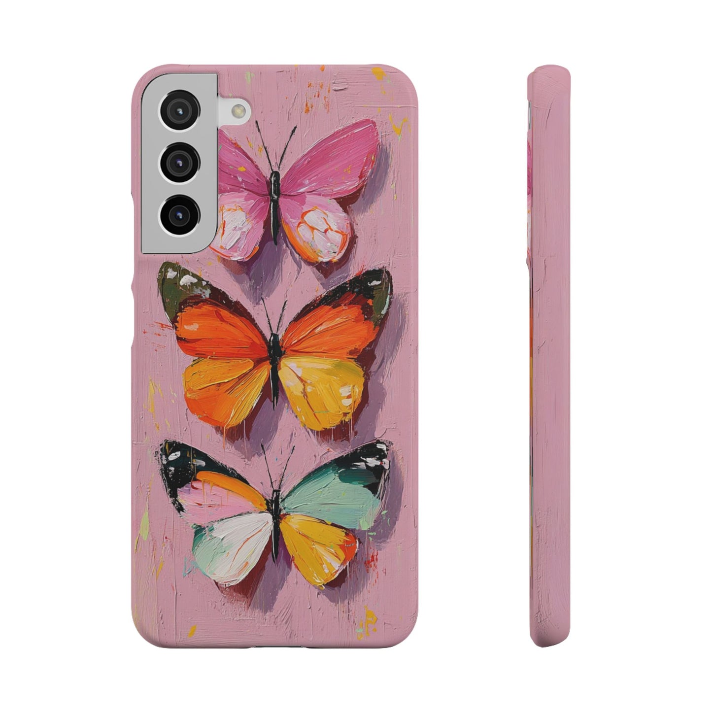 Pink Butterfly Snap Case Cover For iPhone and Samsung