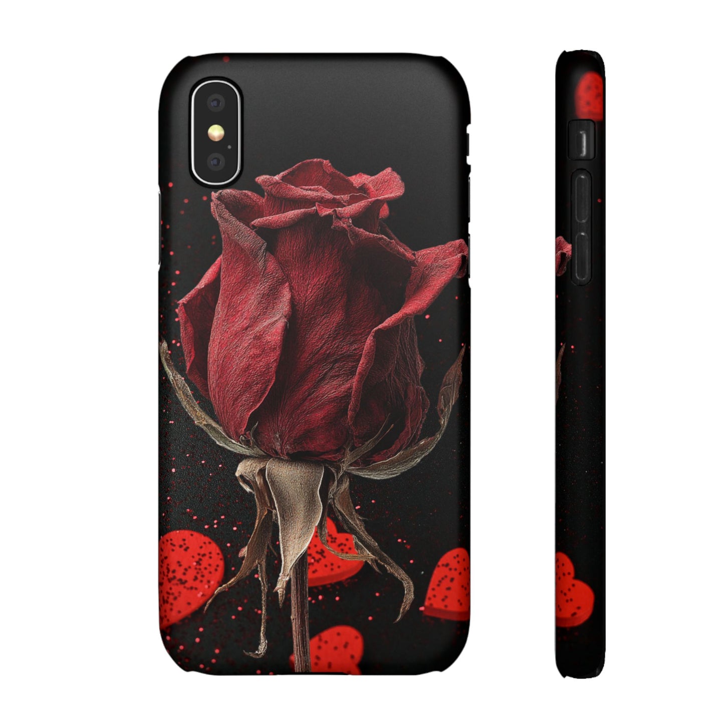 Romantic Rose Snap Case, Floral Phone Cover, Valentines Day Gift, Trendy Mobile Accessory, Heart Design Case, Elegant Phone Protector