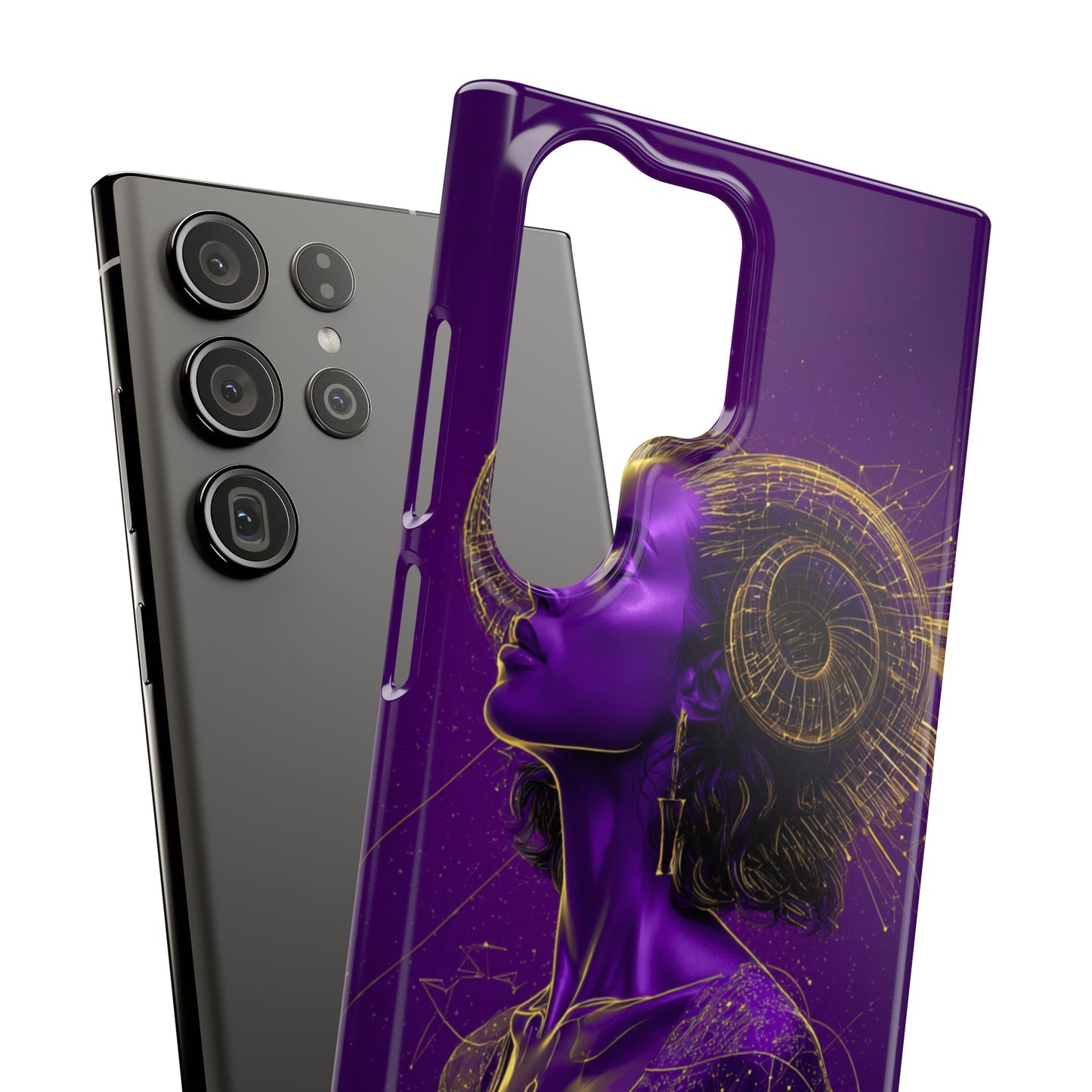 Purple & Gold Celestial Virgo Phone Case – Snap Cover for Samsung & iPhone