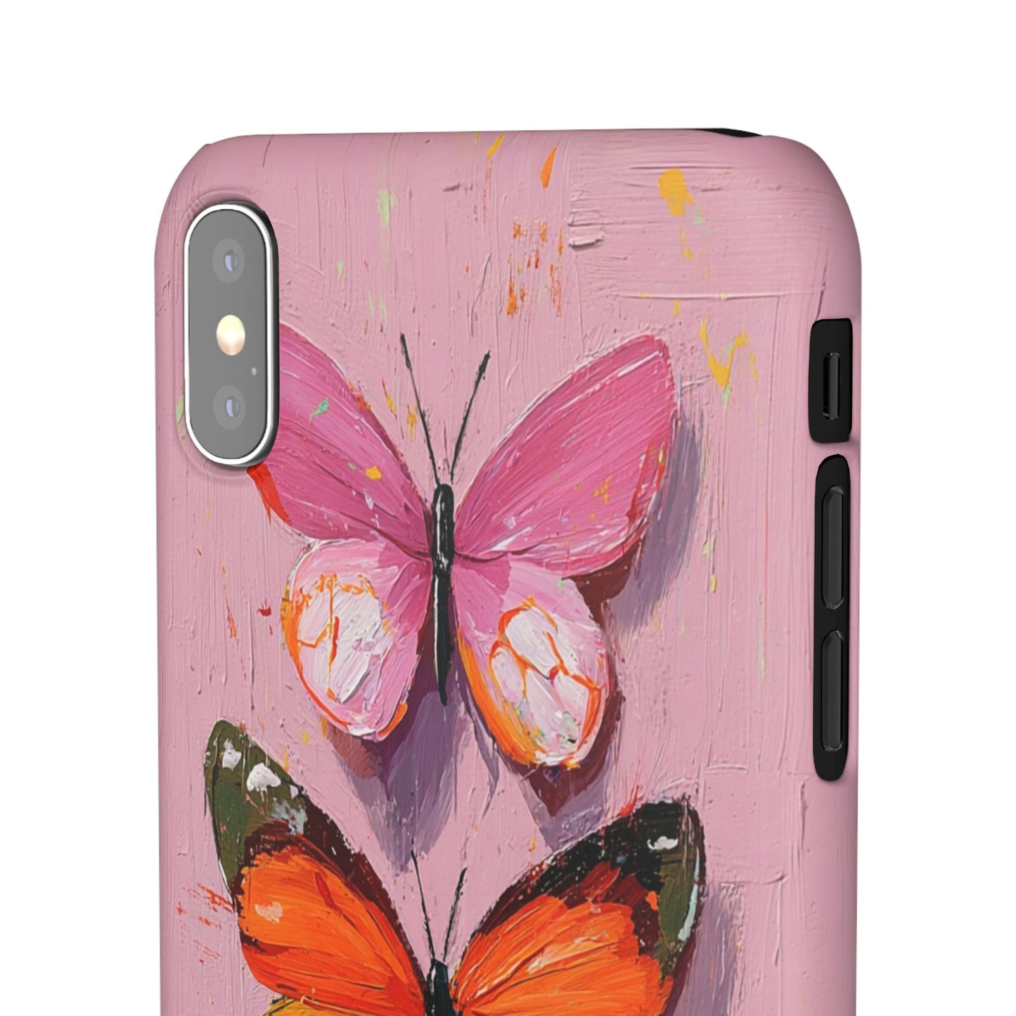 Pink Butterfly Snap Case Cover For iPhone and Samsung