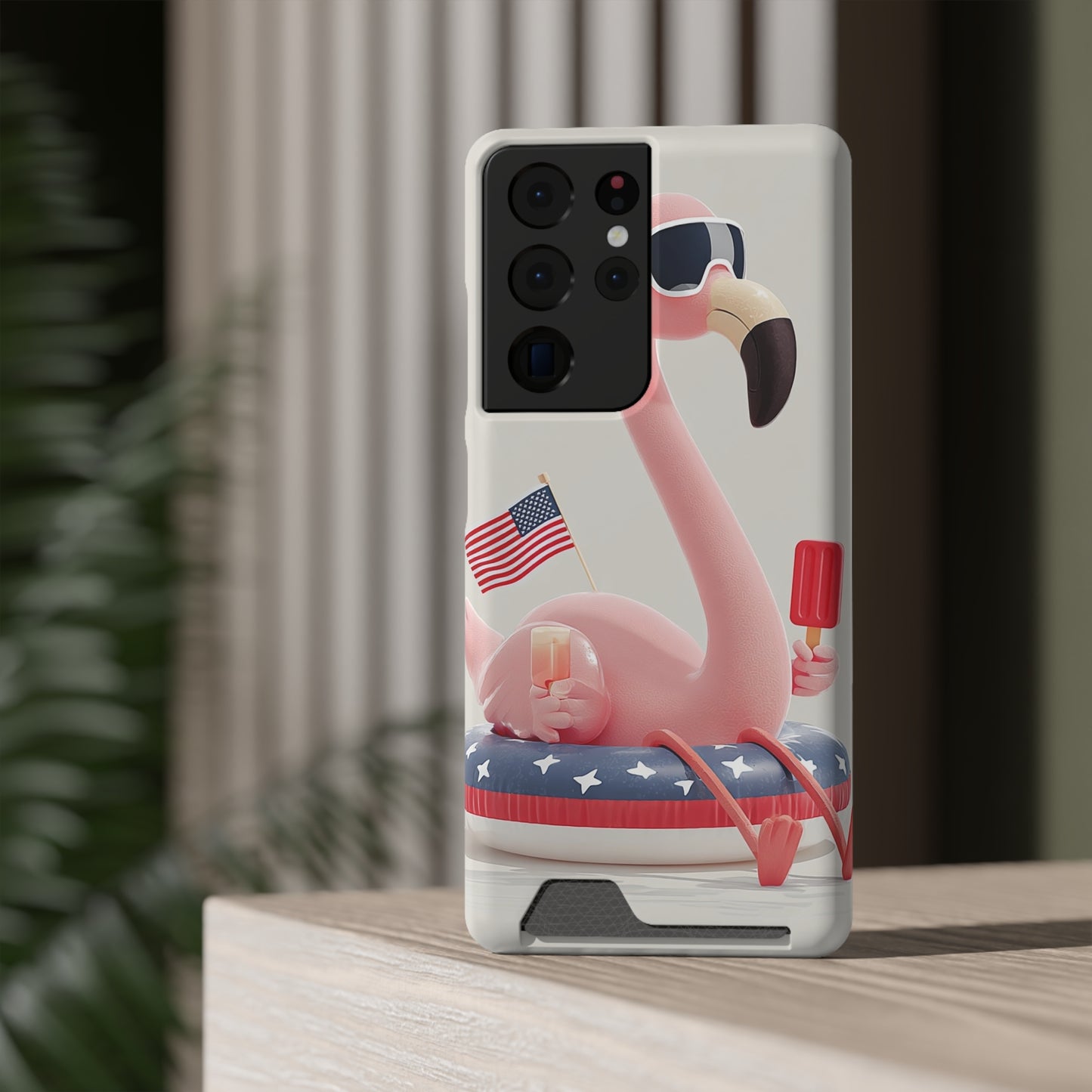 Summer Vibes Phone Case with Card Holder, Cute Flamingo Design, Tropical Cell Phone Accessory, Beach Lover Gift, Fun Summer Accessory, [...]