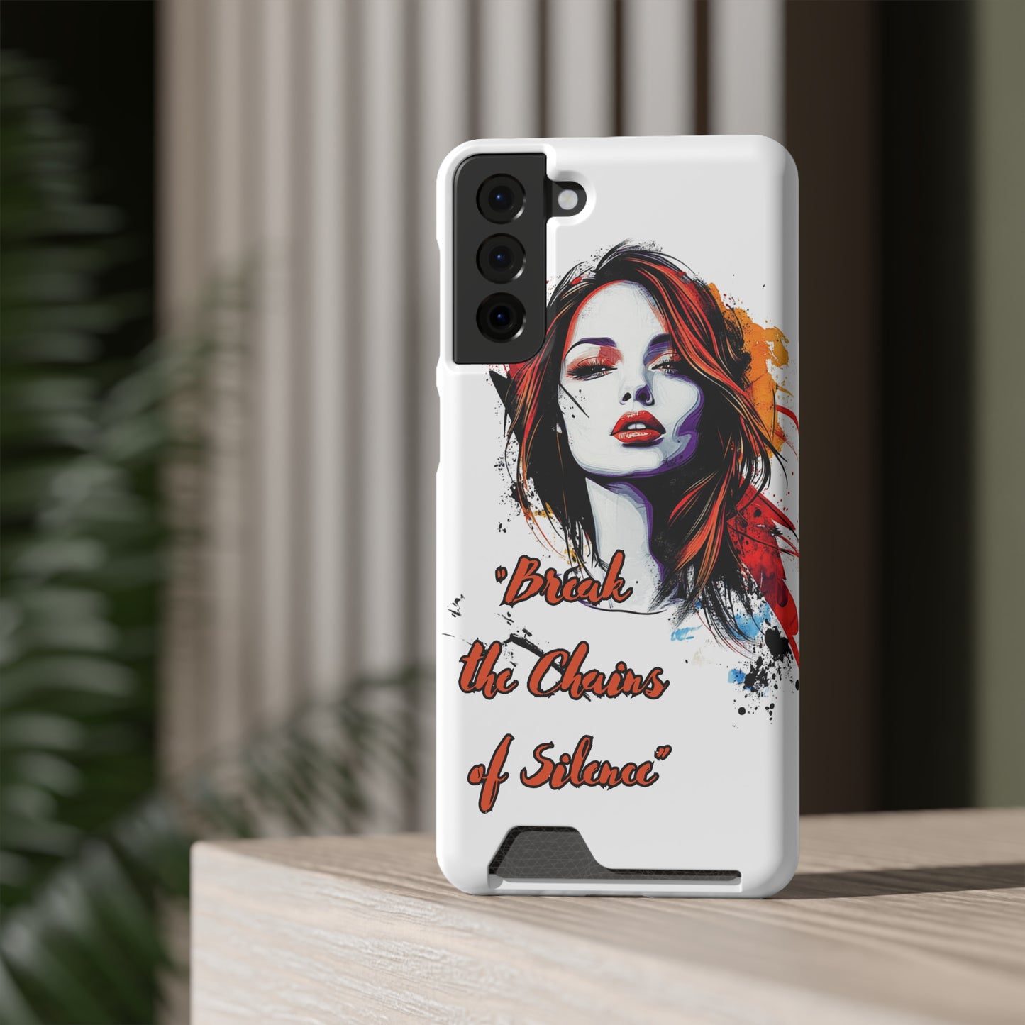 Artistic Phone Case With Card Holder for Empowerment | Break the Chains of Silence, Trendy Gift for Friends, Unique Phone Accessories, [...]