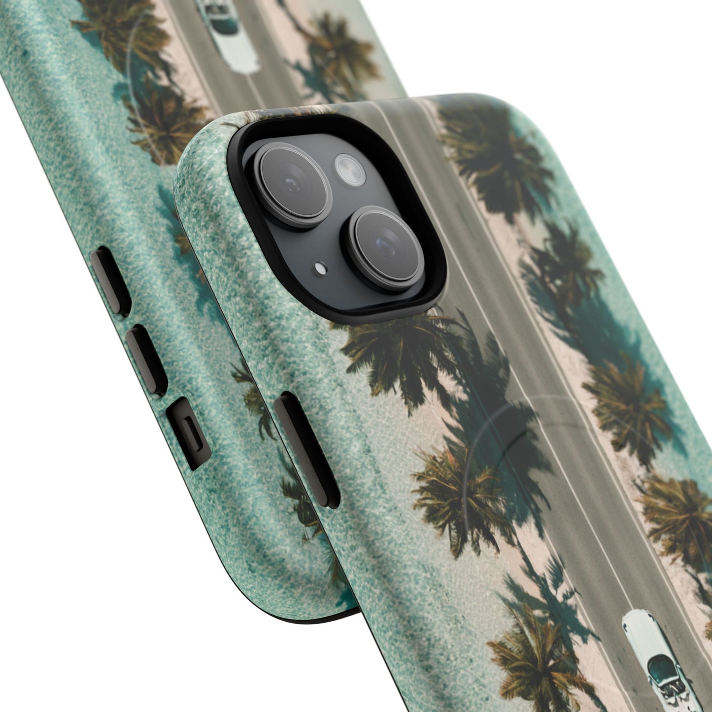 Palm Road Tough Magnetic Phone Case — Coastal Aerial Car Design