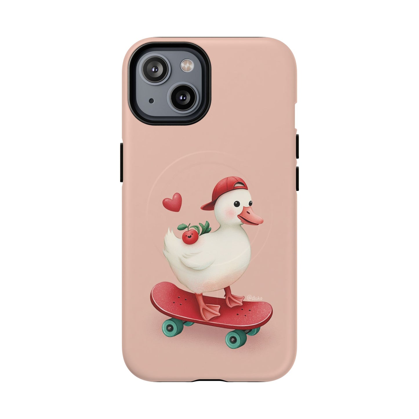 Duck Skateboard Magnetic Phone Case — Cute Pink Protective iPhone Cover