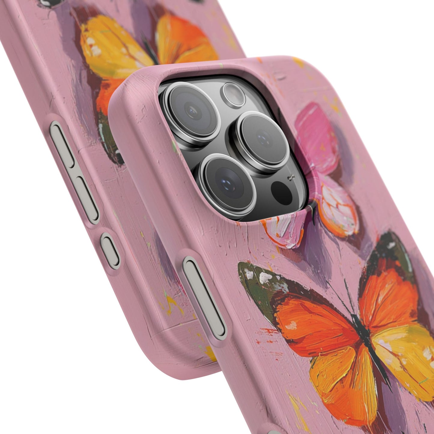 Pink Butterfly Snap Case Cover For iPhone and Samsung