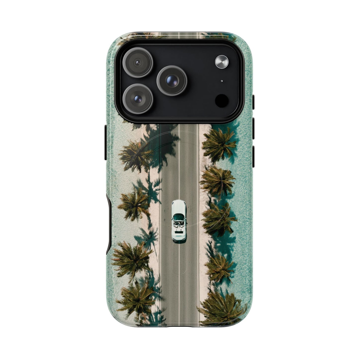 Palm Road Tough Magnetic Phone Case — Coastal Aerial Car Design