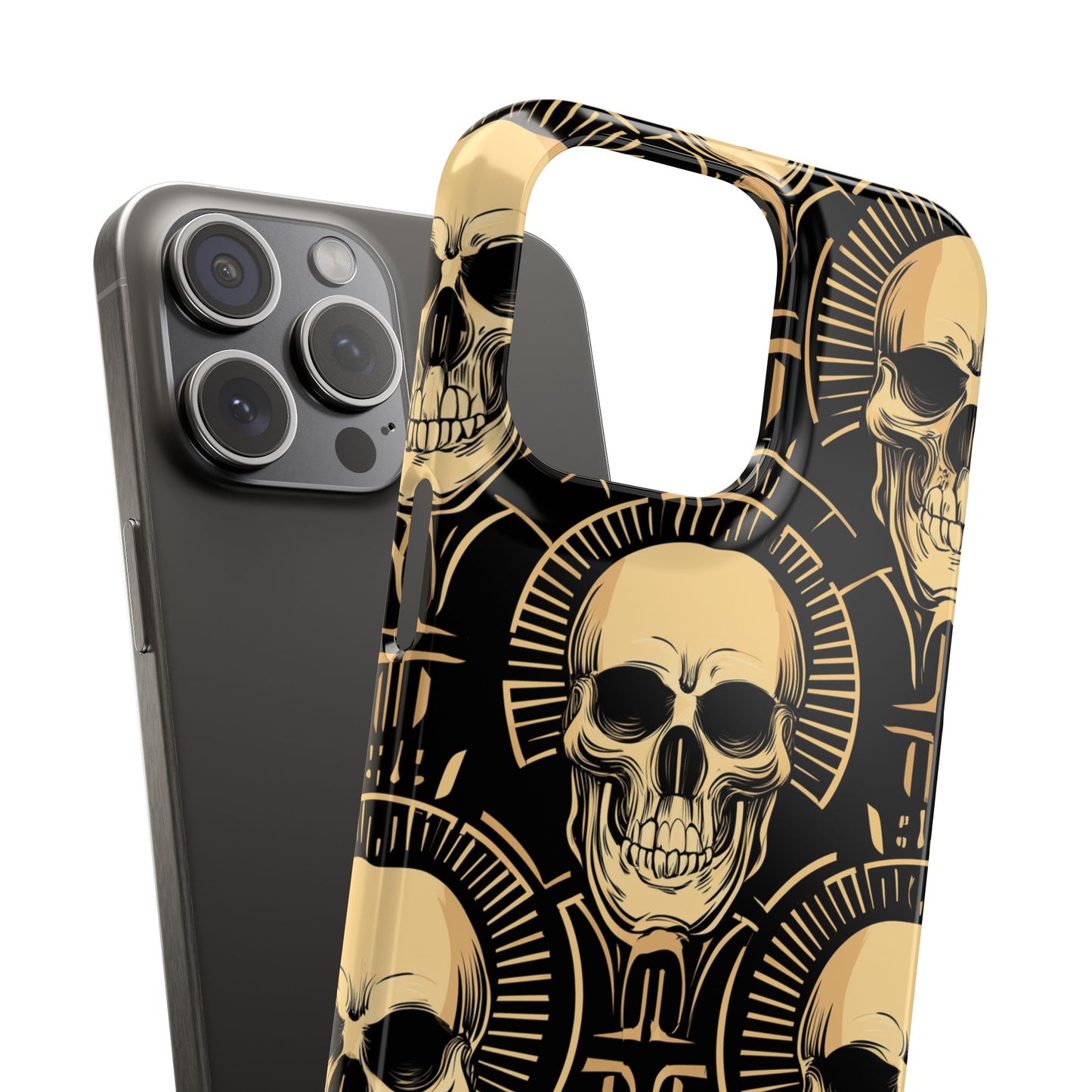 Skull Print Snap Case, Edgy Phone Cover for Goth Lovers, Protective Shell for Halloween, Unique Gift for Him or Her