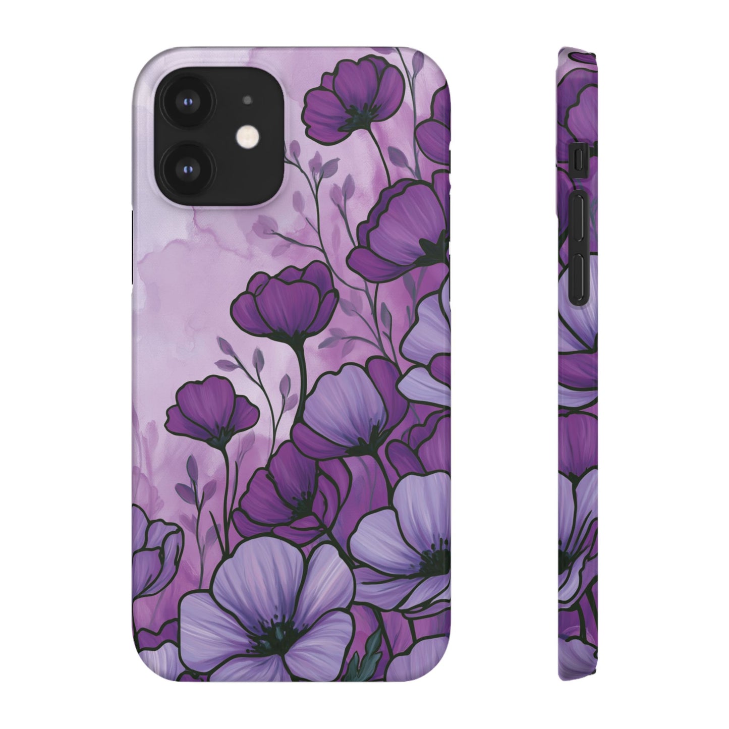 Purple Floral Phone Case – Violet Watercolor Poppy Snap Case