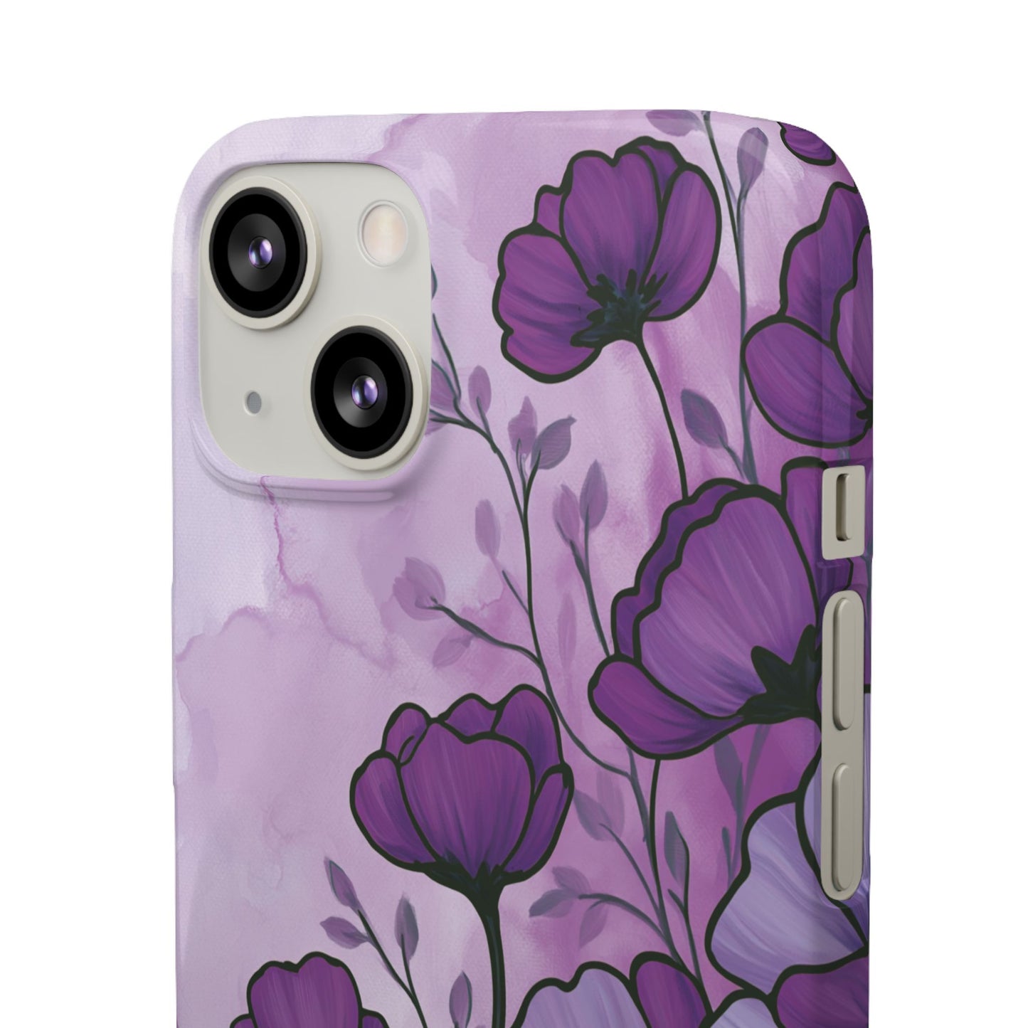 Purple Floral Phone Case – Violet Watercolor Poppy Snap Case