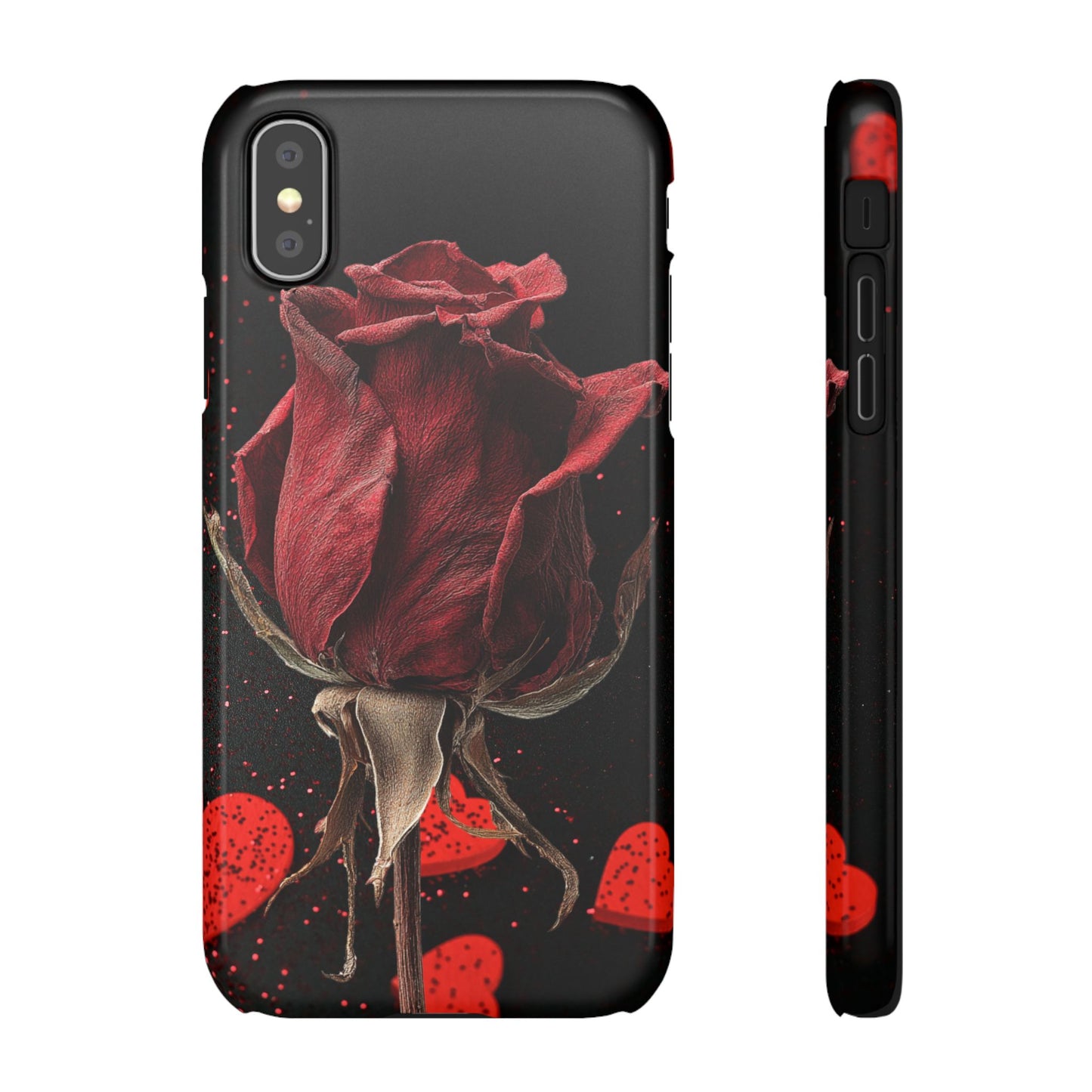 Romantic Rose Snap Case, Floral Phone Cover, Valentines Day Gift, Trendy Mobile Accessory, Heart Design Case, Elegant Phone Protector