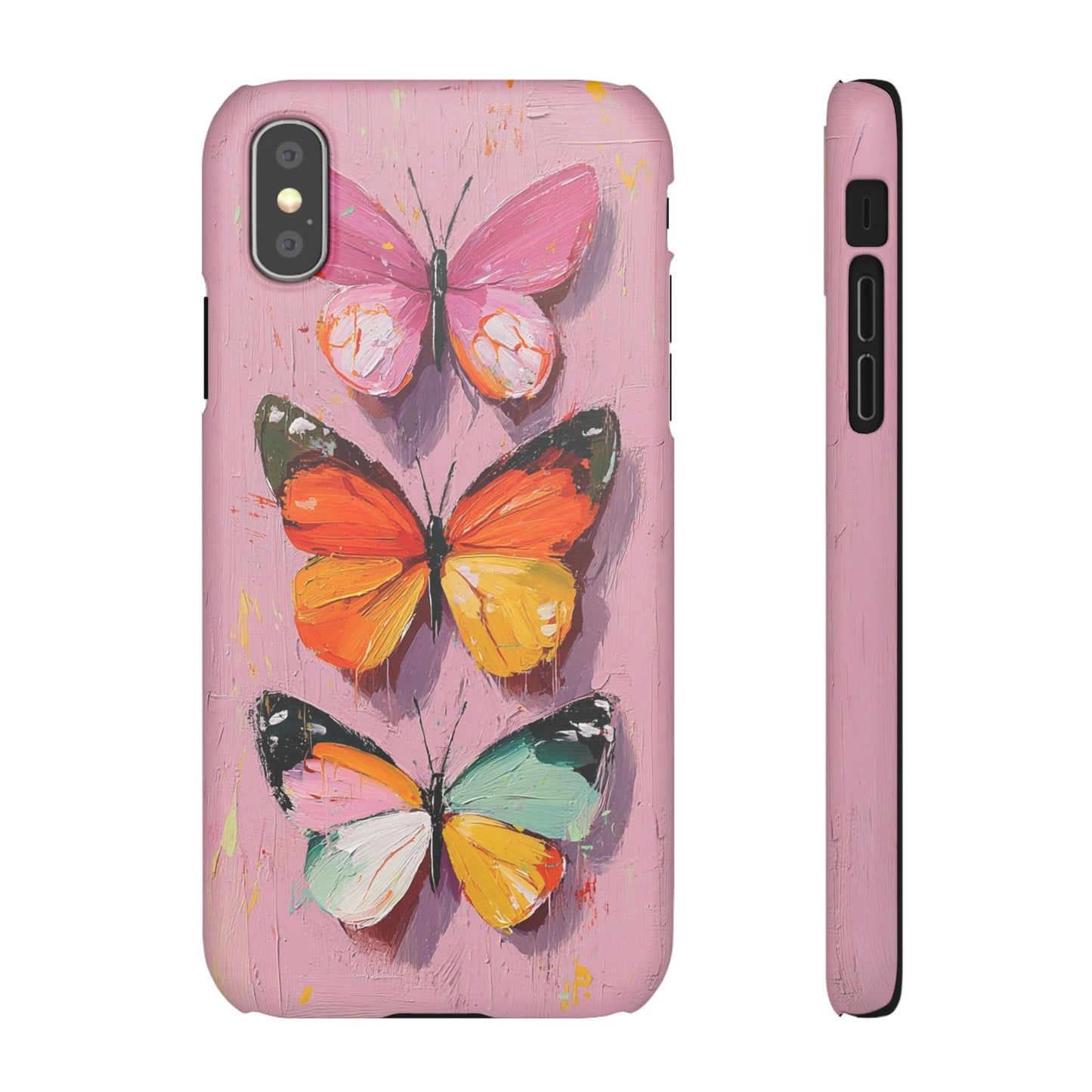 Pink Butterfly Snap Case Cover For iPhone and Samsung