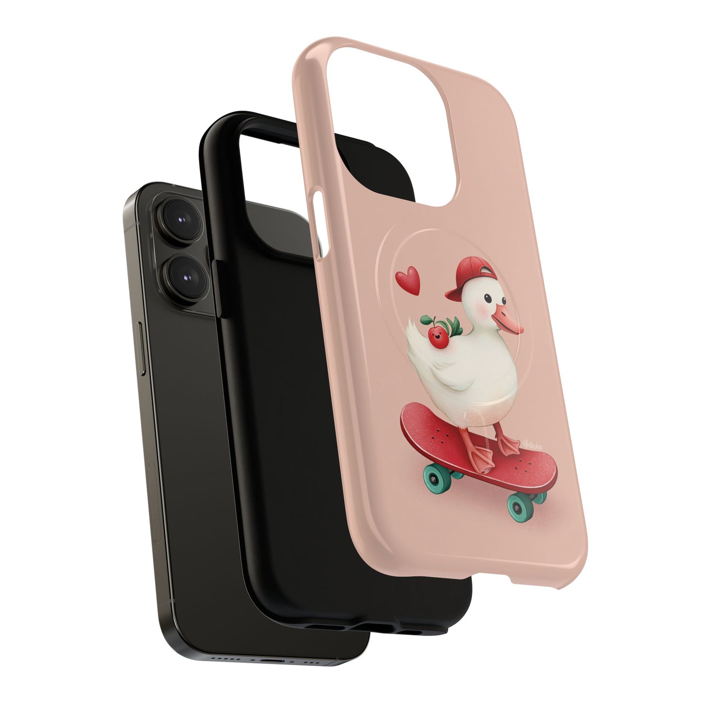 Duck Skateboard Magnetic Phone Case — Cute Pink Protective iPhone Cover