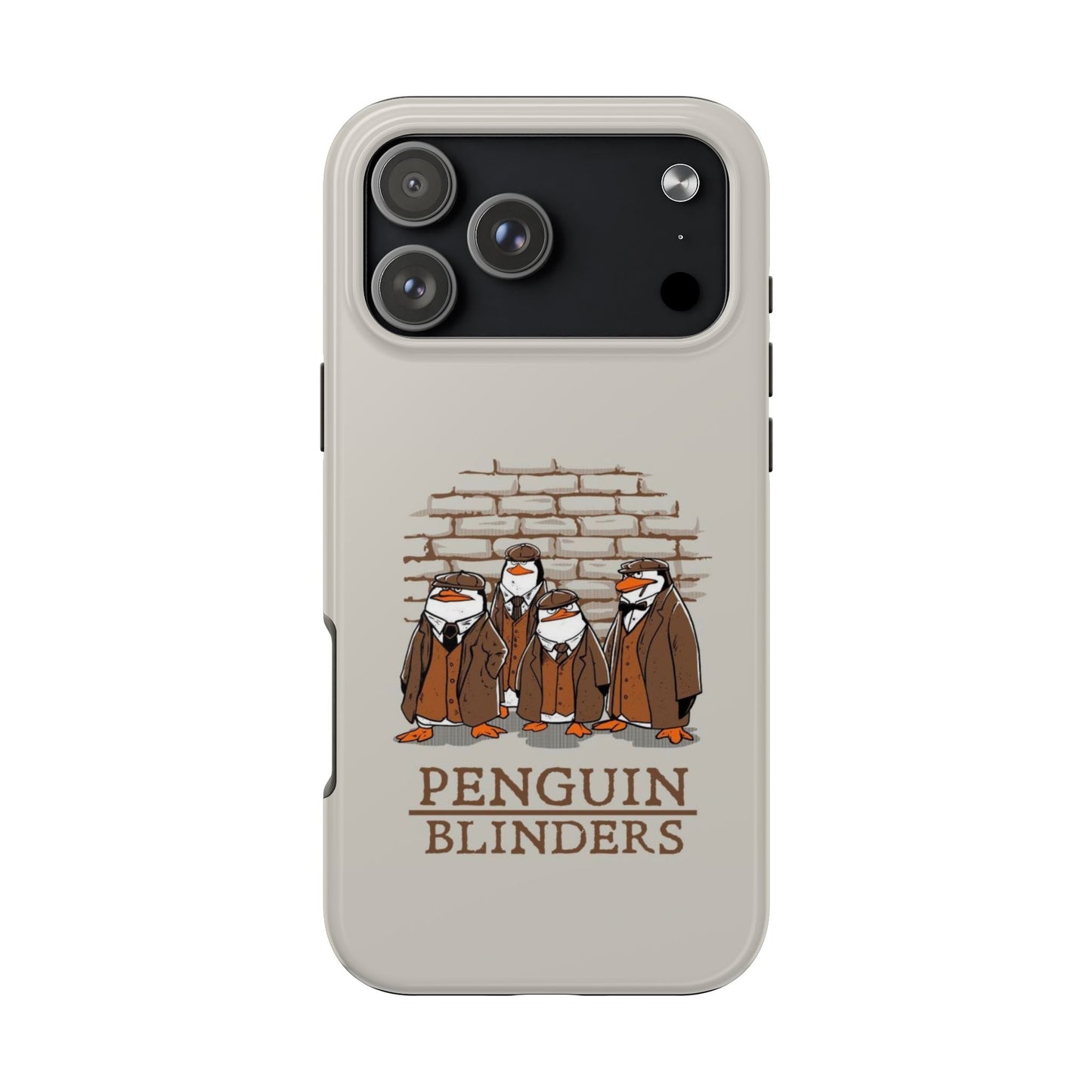 Penguin Blinders Vintage Grey Phone Case | iPhone 17 Tough Case