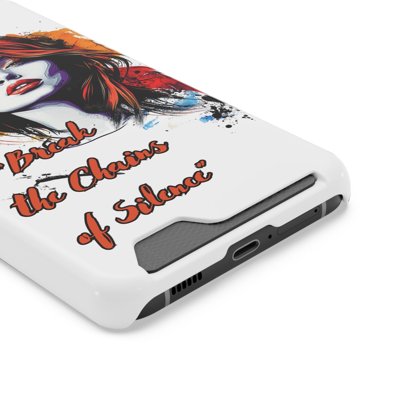 Artistic Phone Case With Card Holder for Empowerment | Break the Chains of Silence, Trendy Gift for Friends, Unique Phone Accessories, [...]