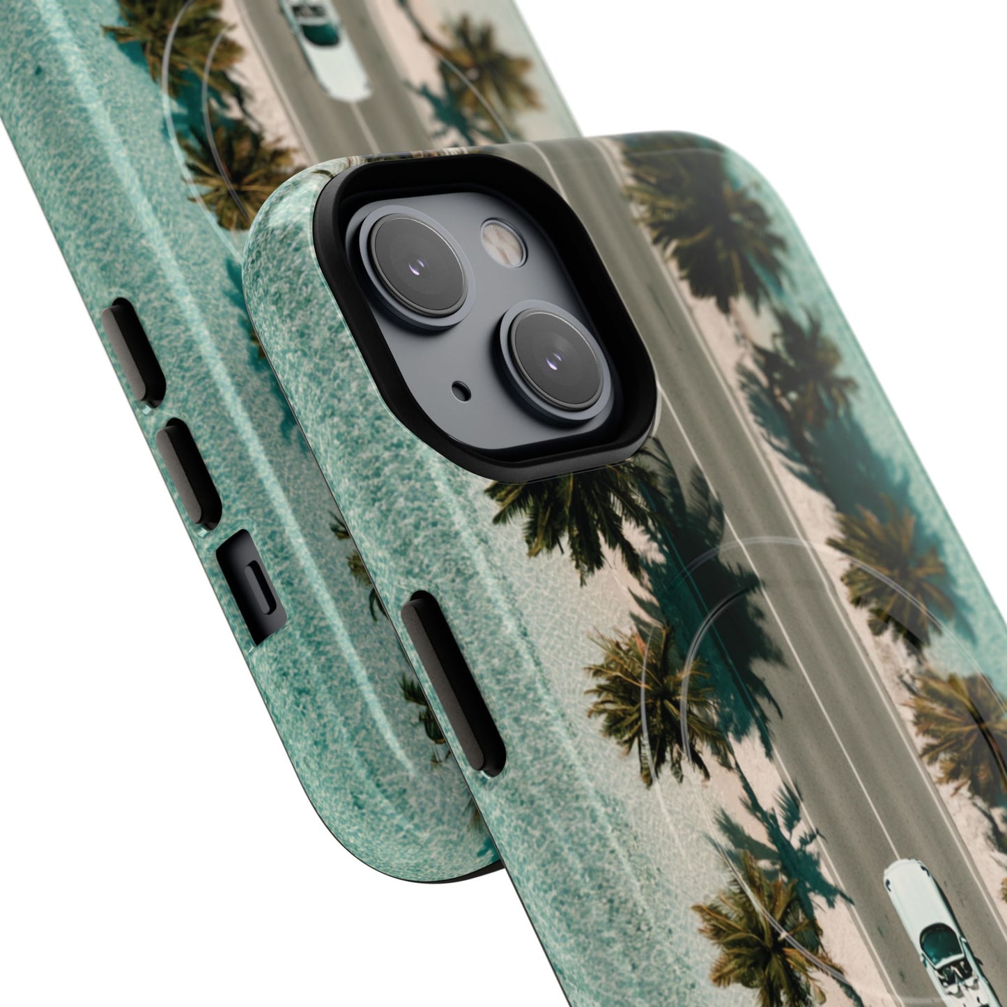 Palm Road Tough Magnetic Phone Case — Coastal Aerial Car Design