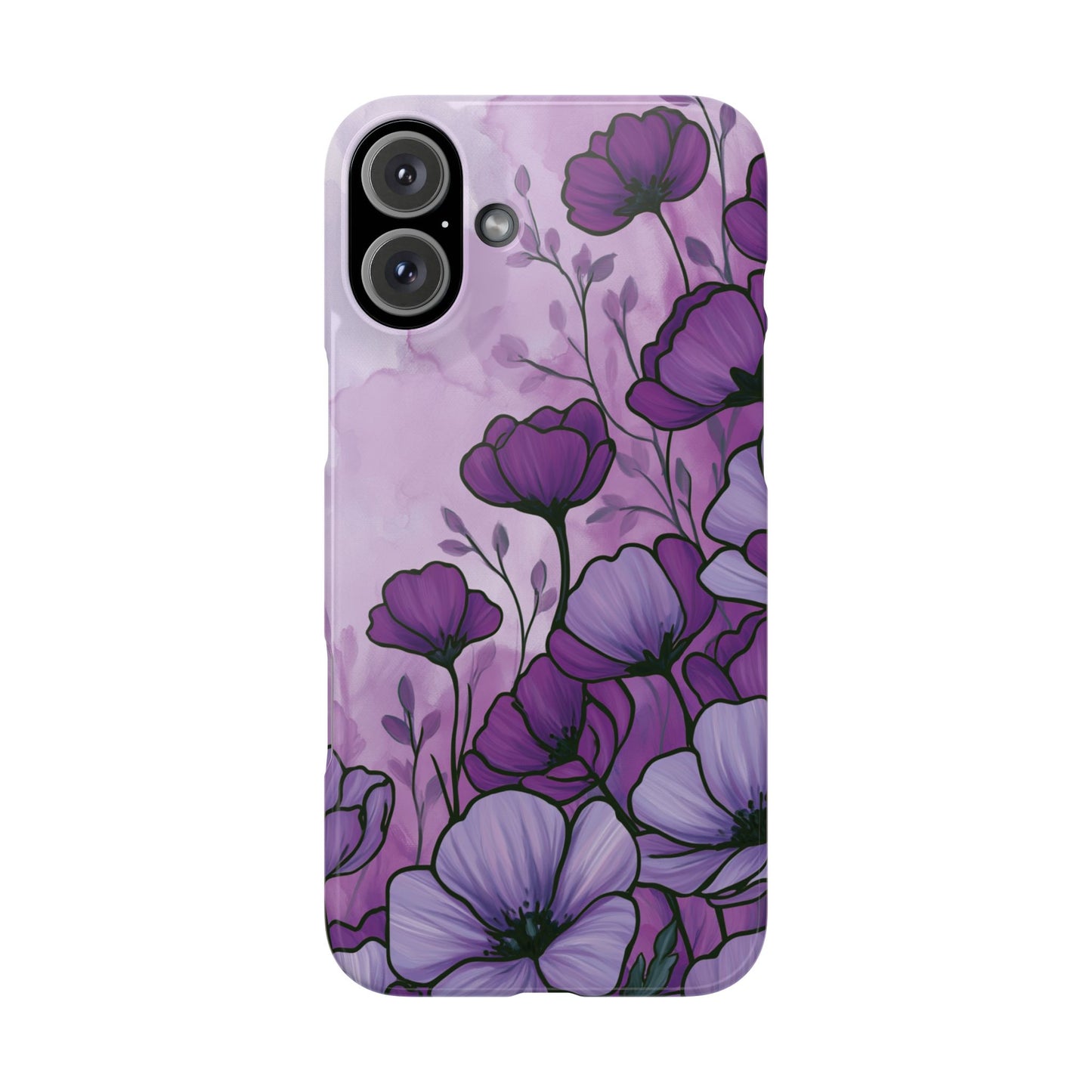 Purple Floral Phone Case – Violet Watercolor Poppy Snap Case