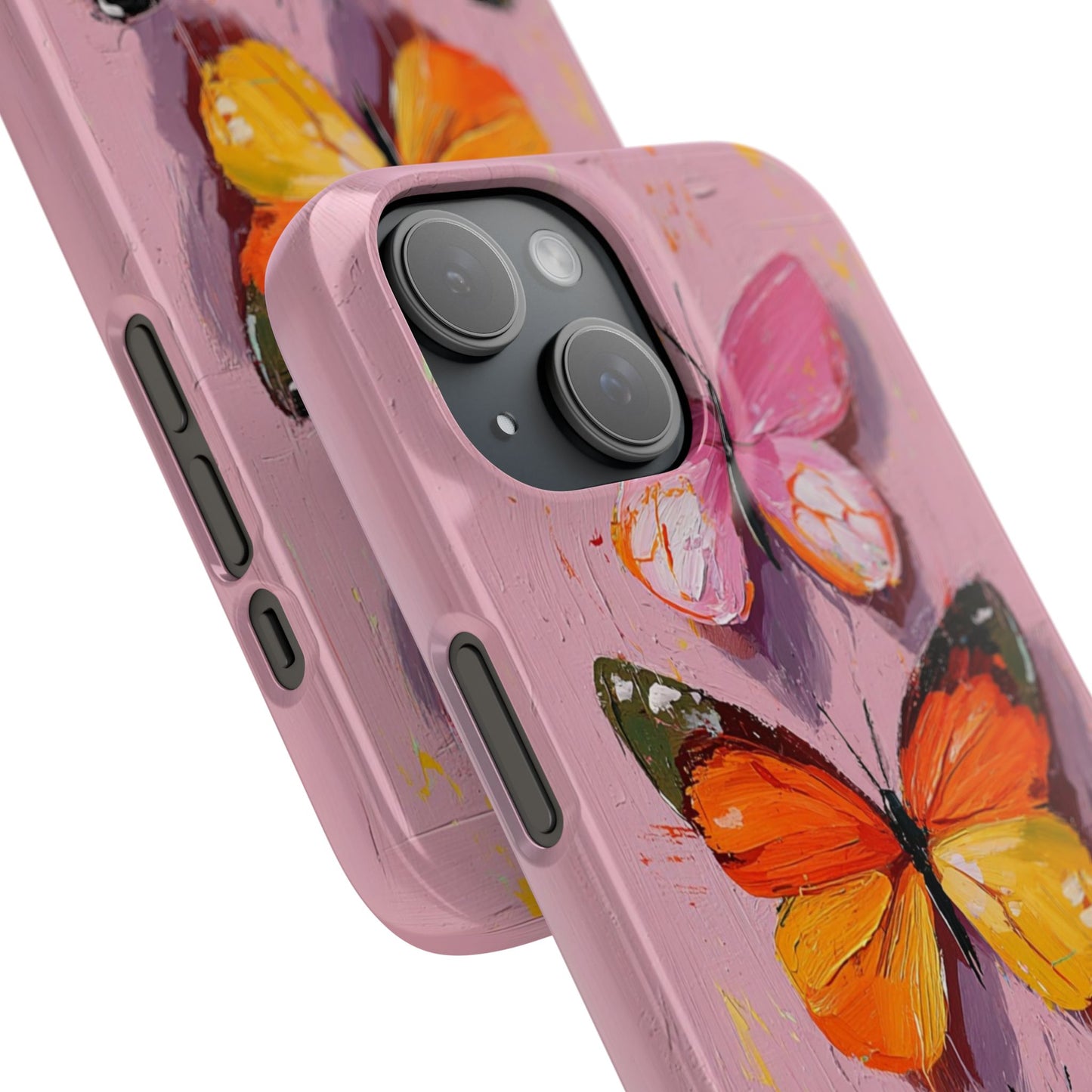 Pink Butterfly Snap Case Cover For iPhone and Samsung