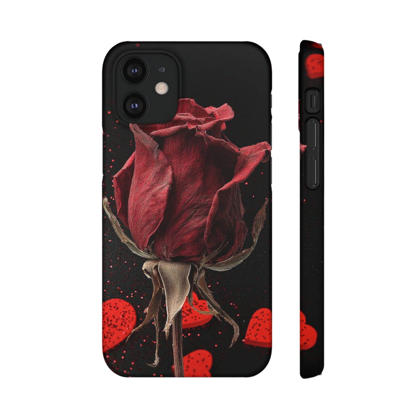 Romantic Rose Snap Case, Floral Phone Cover, Valentines Day Gift, Trendy Mobile Accessory, Heart Design Case, Elegant Phone Protector